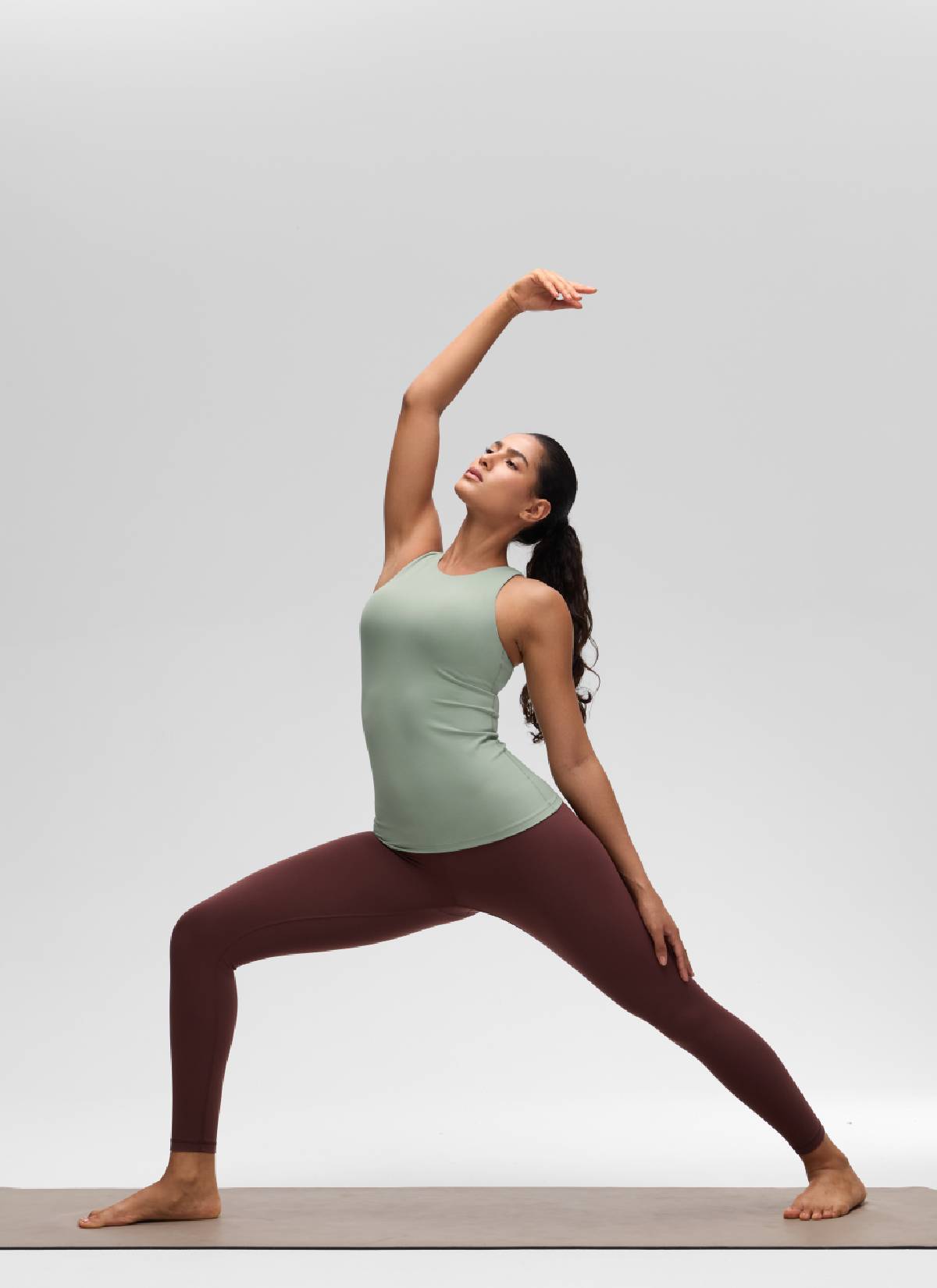 CRZ YOGA Women's Yoga Slim Fit Top Butterluxe Tank Racerback High Neck Green Palm Court