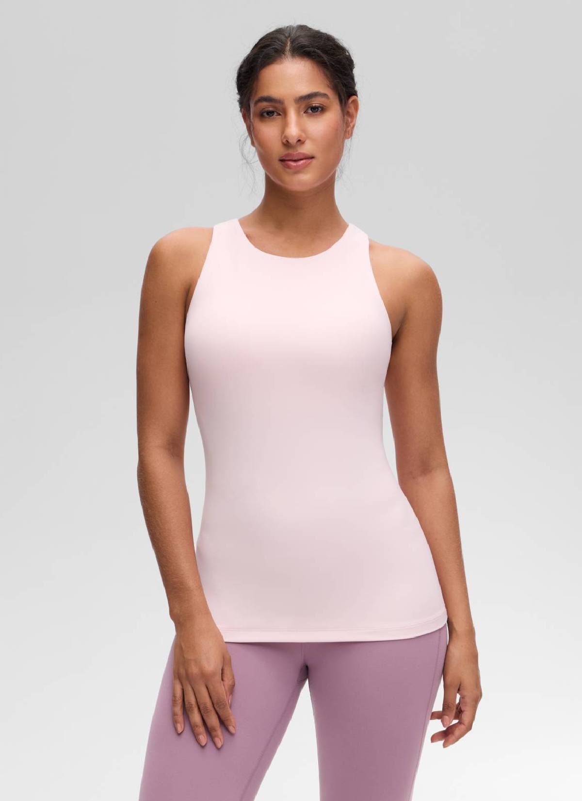CRZ YOGA Women's Yoga Slim Fit Top Butterluxe Tank Racerback High Neck Strawberry Pink