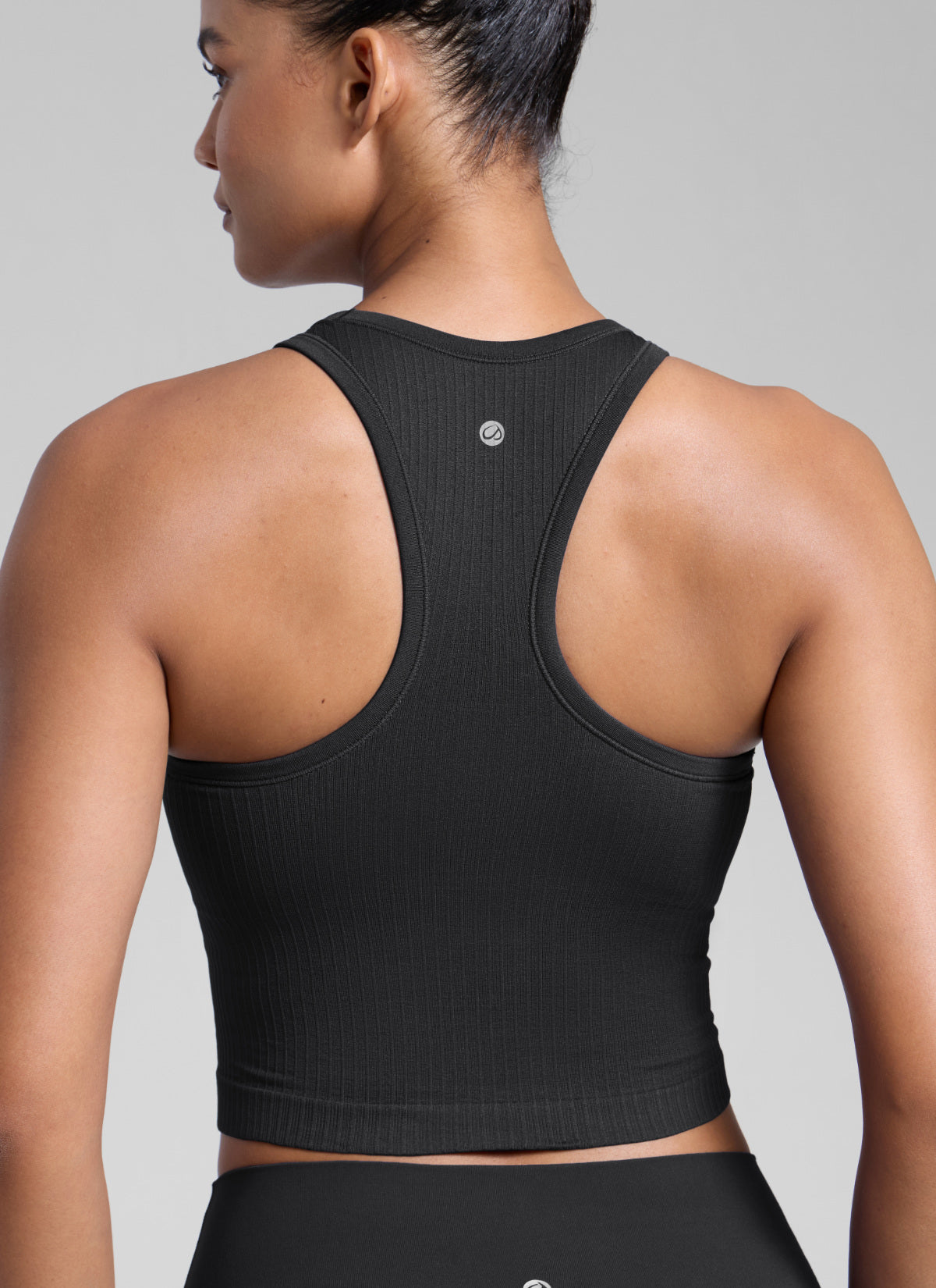 CRZ YOGA Women's Yoga Slim Fit Tops Seamless Longline Tank High Neck Black