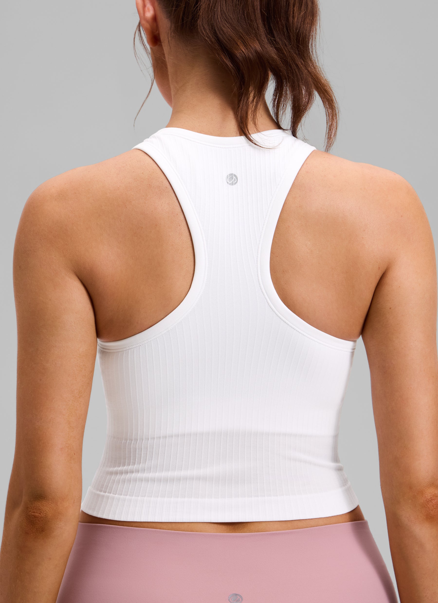 CRZ YOGA Women's Yoga Slim Fit Tops Seamless Longline Tank High Neck White