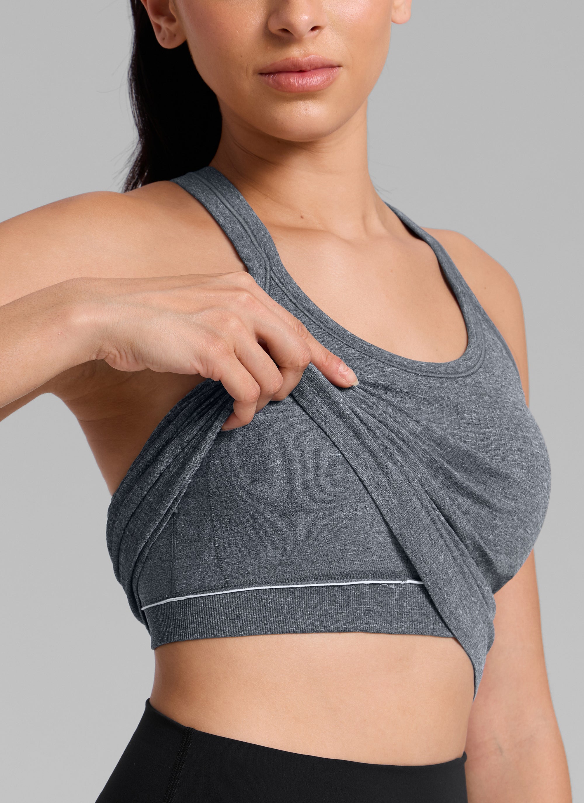 CRZ YOGA Women's Yoga Slim Fit Seamless Tank Crew Neck Waist Length Light Gray 7
