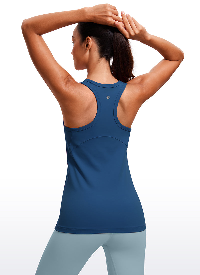 CRZ YOGA Women's Yoga Slim Fit Top Butterluxe Tank Racerback High Neck French Navy