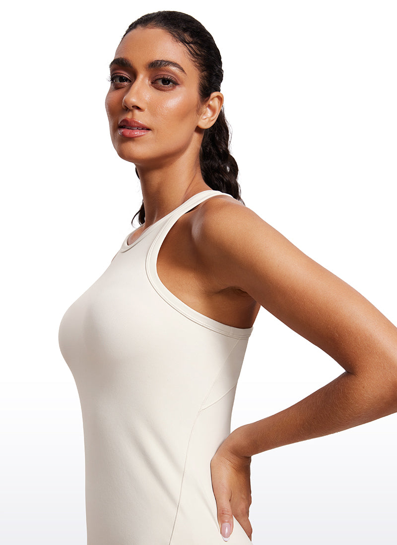 CRZ YOGA Women's Yoga Slim Fit Top Butterluxe Tank Racerback High Neck Milky White