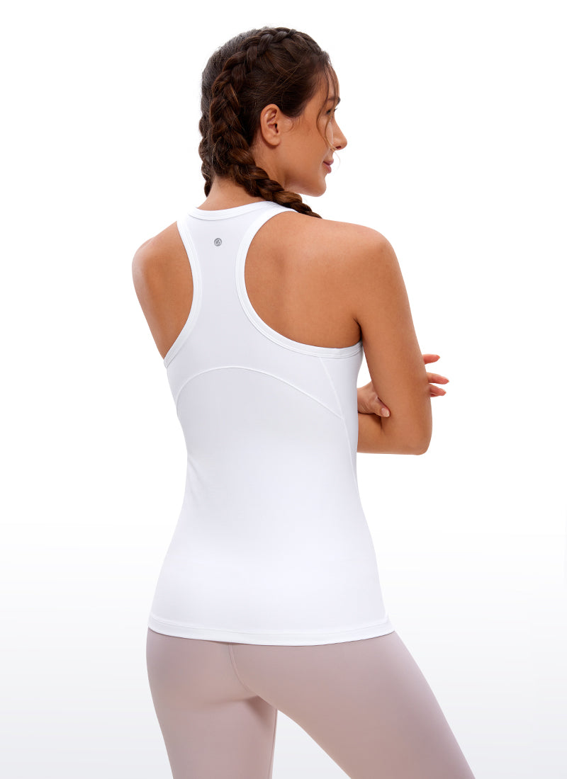 CRZ YOGA Women's Yoga Slim Fit Top Butterluxe Tank Racerback High Neck White