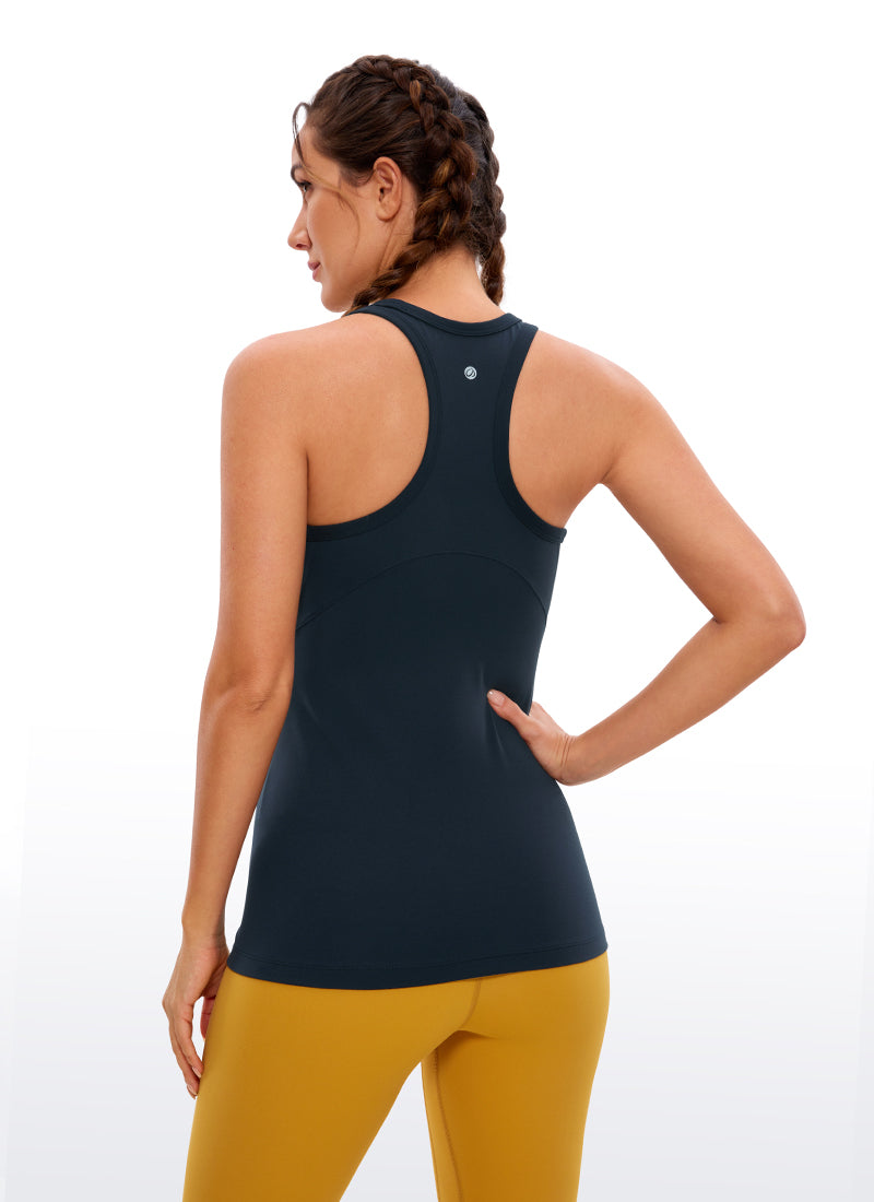 CRZ YOGA Women's Yoga Slim Fit Top Butterluxe Tank Racerback High Neck True Navy