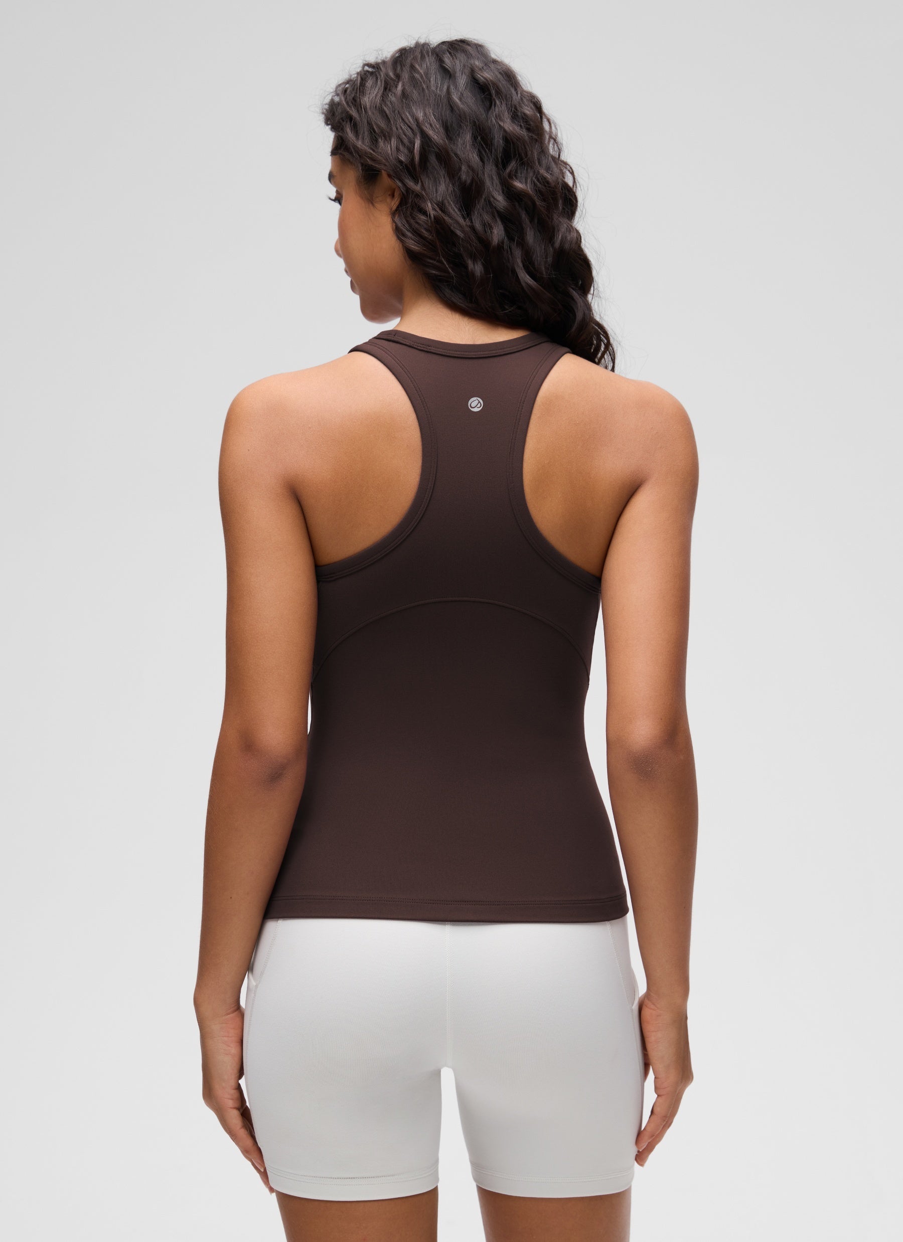 CRZ YOGA Women's Yoga Tight Fit Tops Butterluxe Tank Top High Neck Hot Fudge Brown