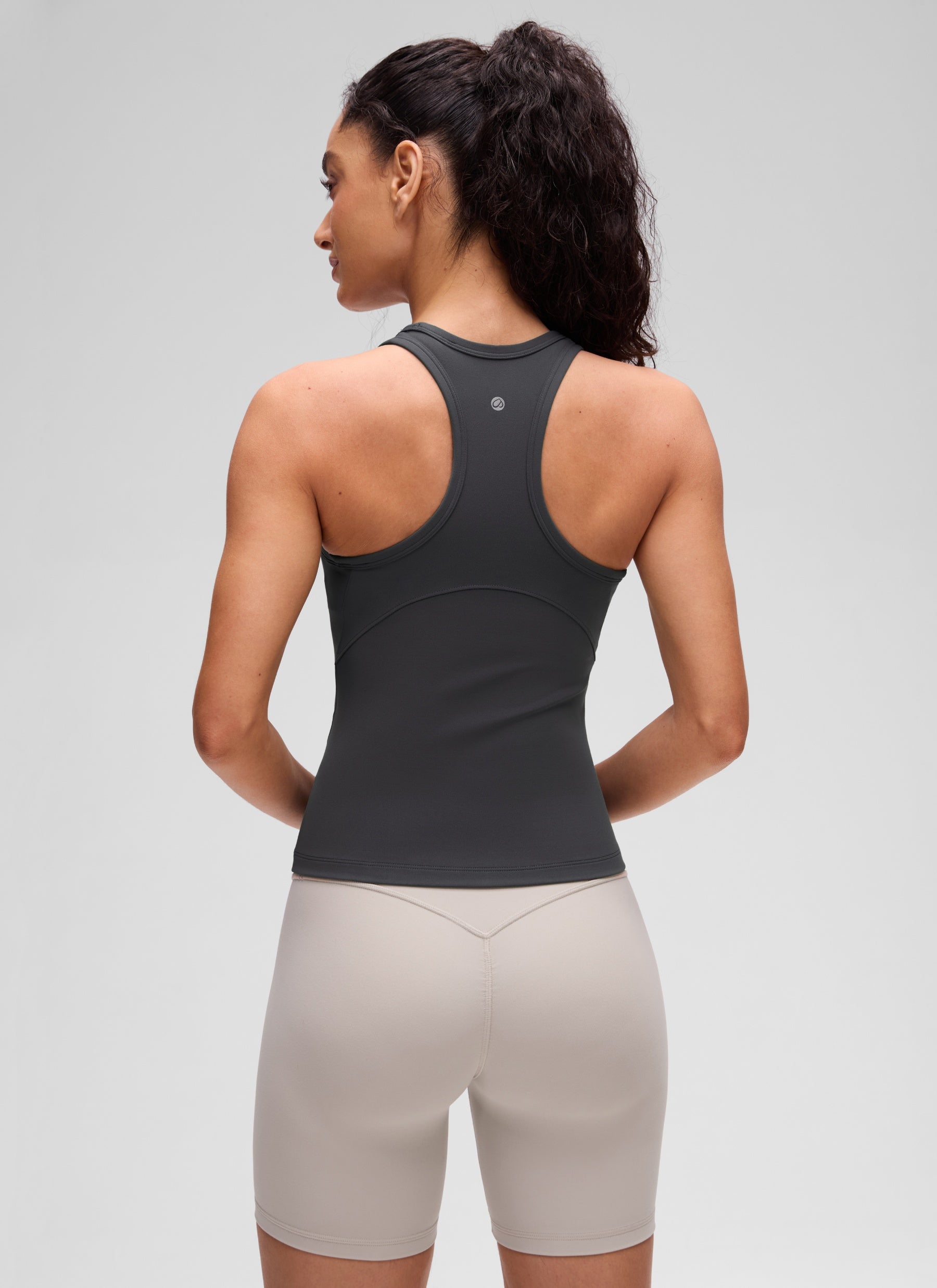 CRZ YOGA Women's Yoga Tight Fit Tops Butterluxe Tank Top High Neck Mysterious Grey