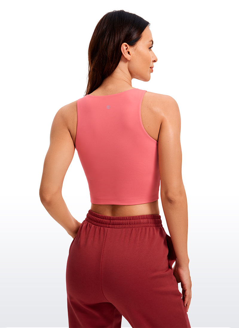 CRZ YOGA Women's Yoga Tight Fit ButterluxeTank Tops Racerback Cropped Raspberry Sorbet