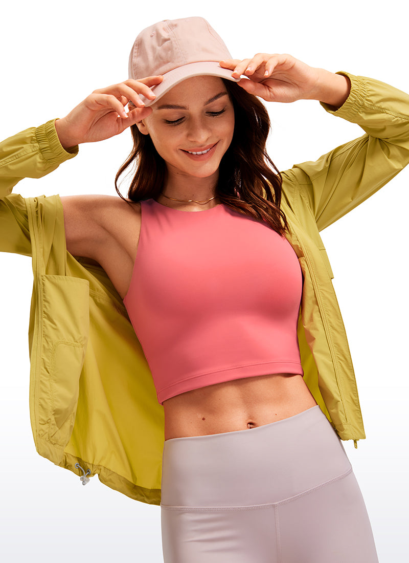 CRZ YOGA Women's Yoga Tight Fit ButterluxeTank Tops Racerback Cropped Raspberry Sorbet