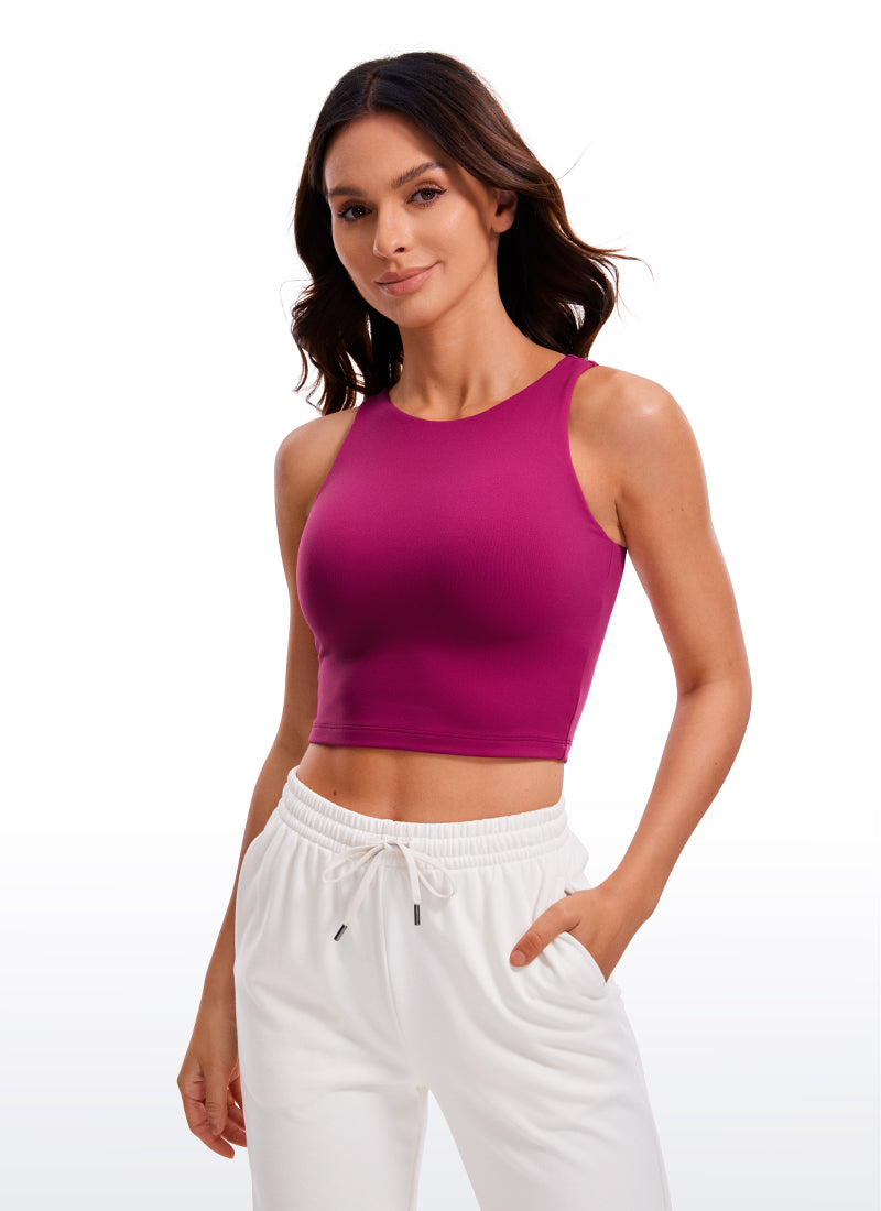 CRZ YOGA Women's Yoga Tight Fit ButterluxeTank Tops Racerback Cropped Magenta Purple