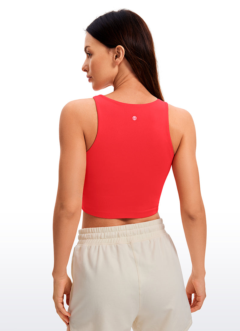 CRZ YOGA Women's Yoga Tight Fit ButterluxeTank Tops Racerback Cropped Deep Red @model_info:bojona