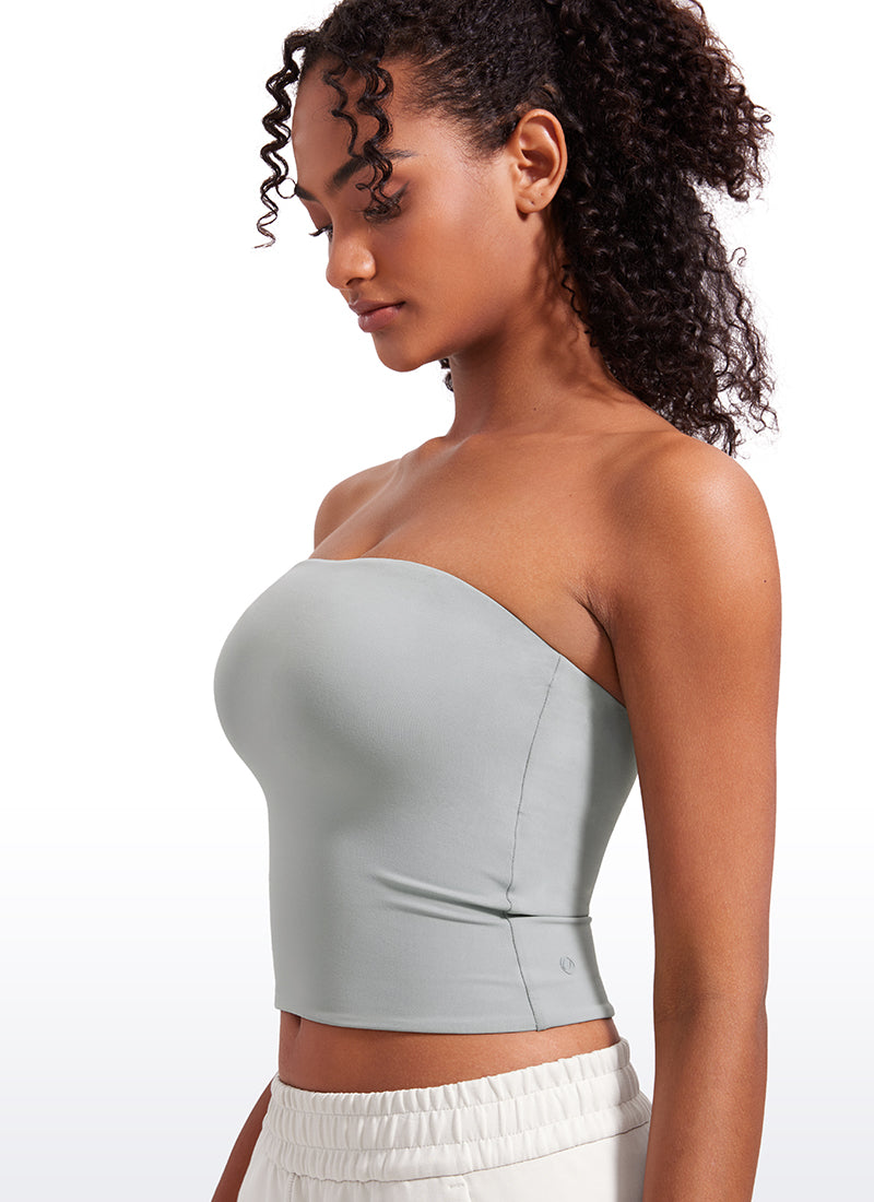 CRZ YOGA Women's Casual Butterluxe Tight Fit Strapless Tops Sterling