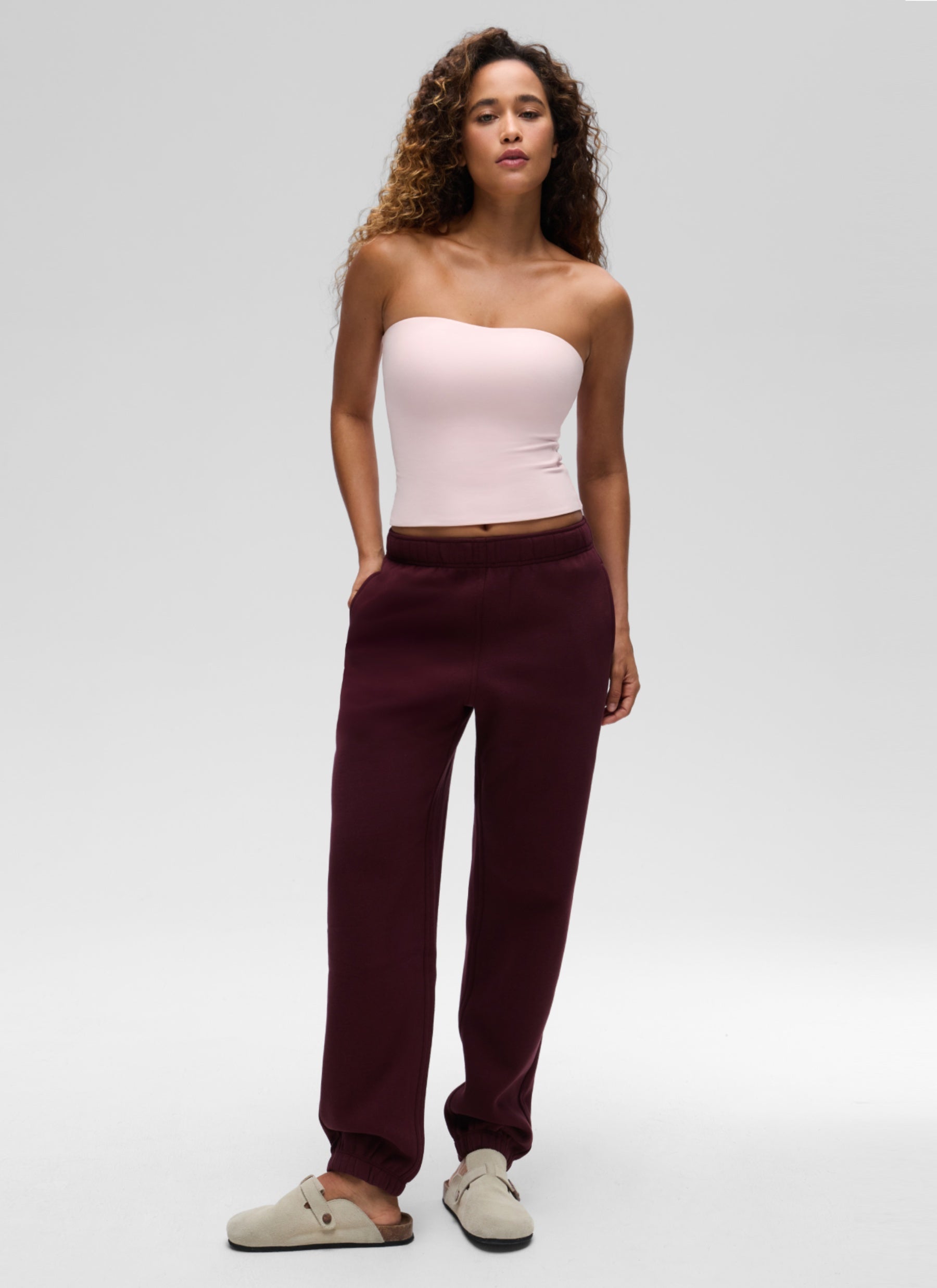 CRZ YOGA Women's Casual Butterluxe Tight Fit Strapless Tops Strawberry Pink