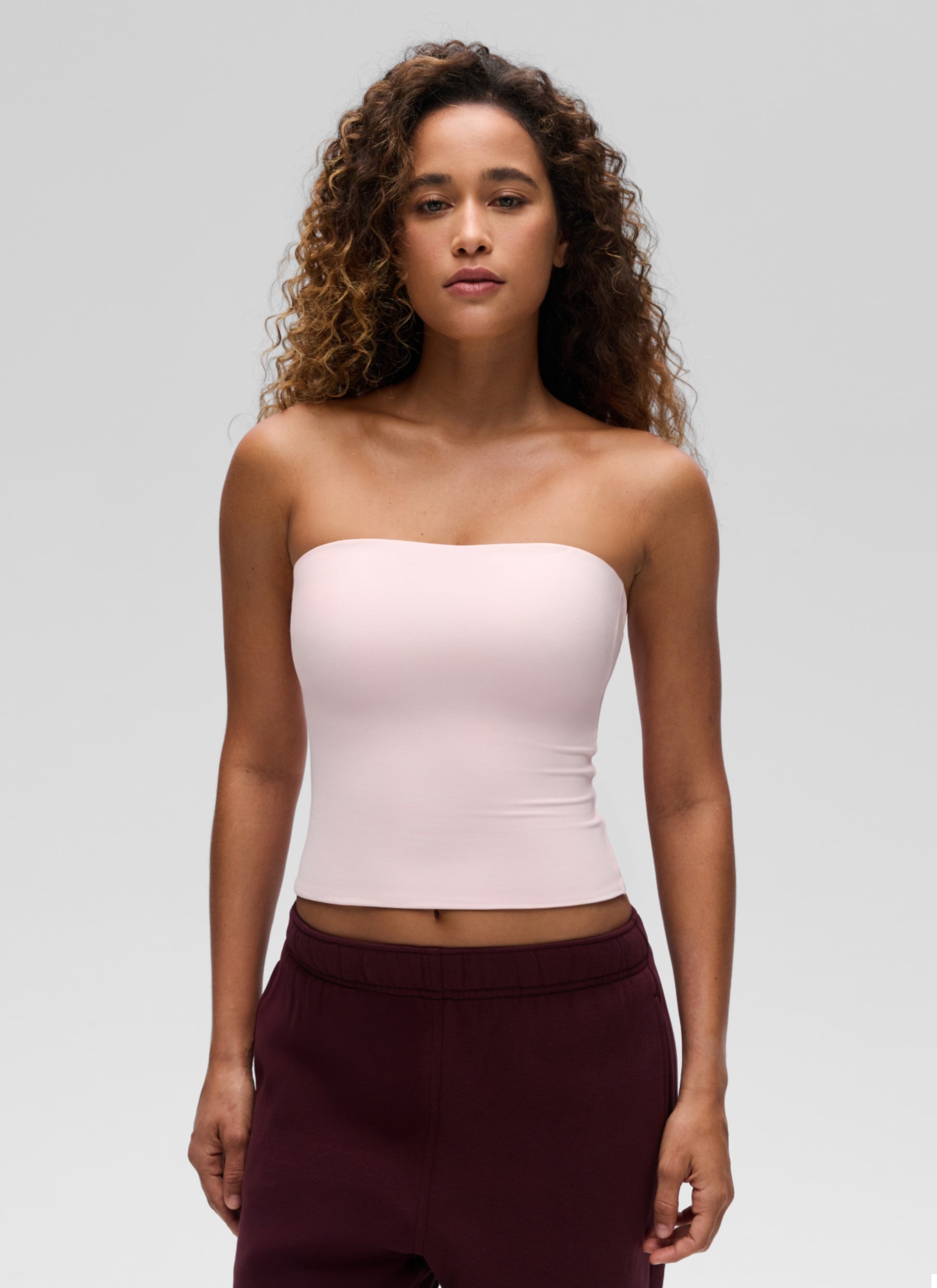 CRZ YOGA Women's Casual Butterluxe Tight Fit Strapless Tops Strawberry Pink