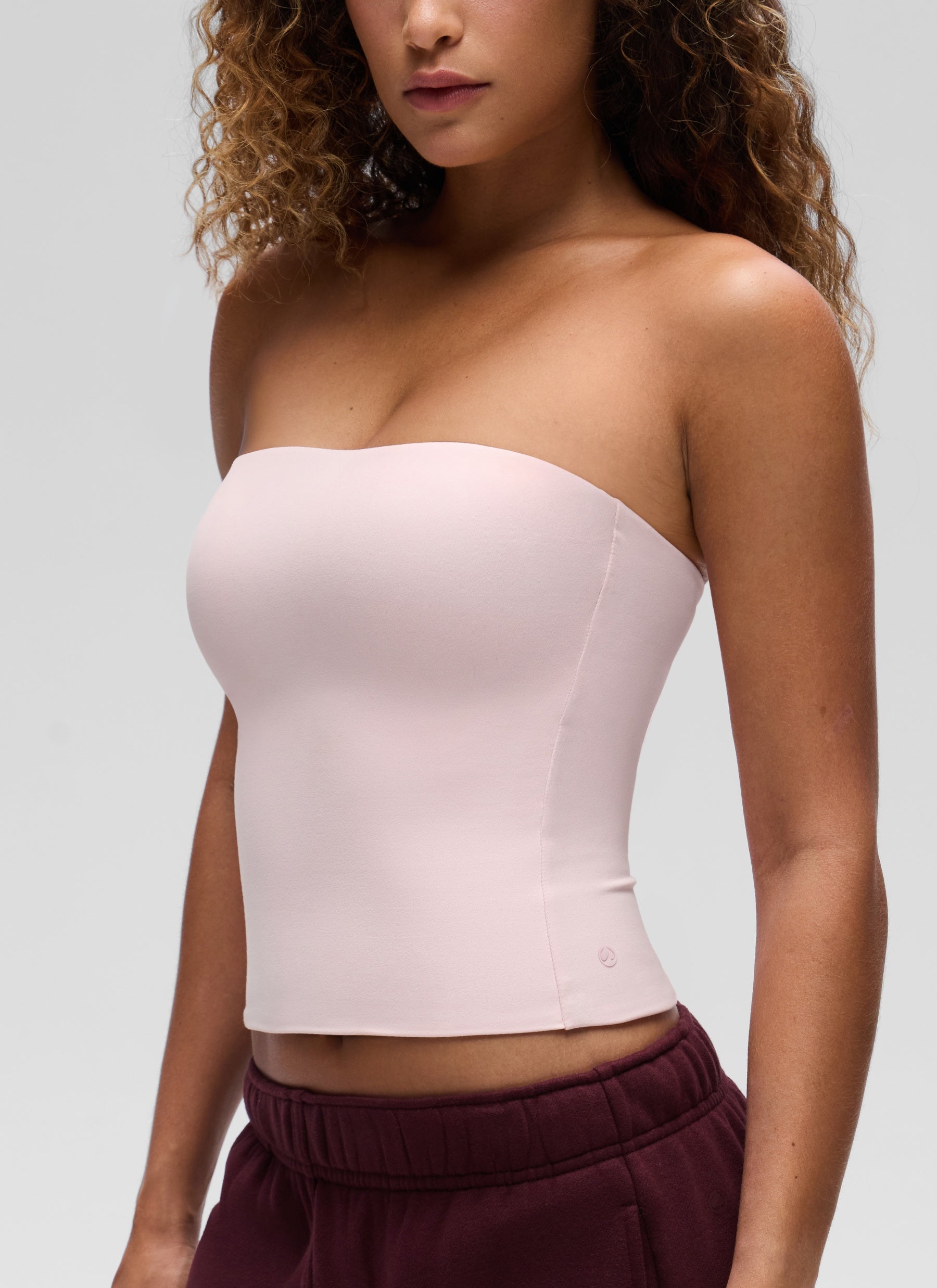 CRZ YOGA Women's Casual Butterluxe Tight Fit Strapless Tops Strawberry Pink