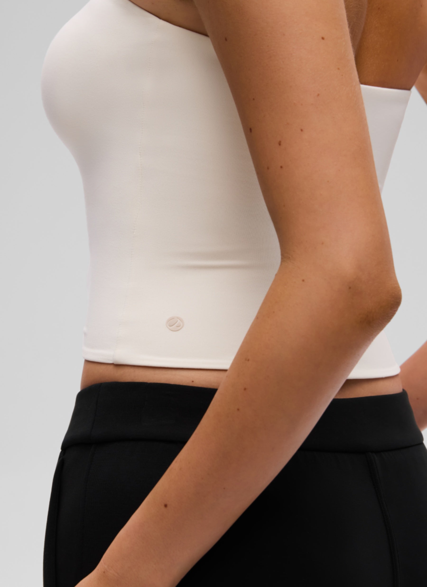 CRZ YOGA Women's Casual Butterluxe Tight Fit Strapless Tops White Apricot