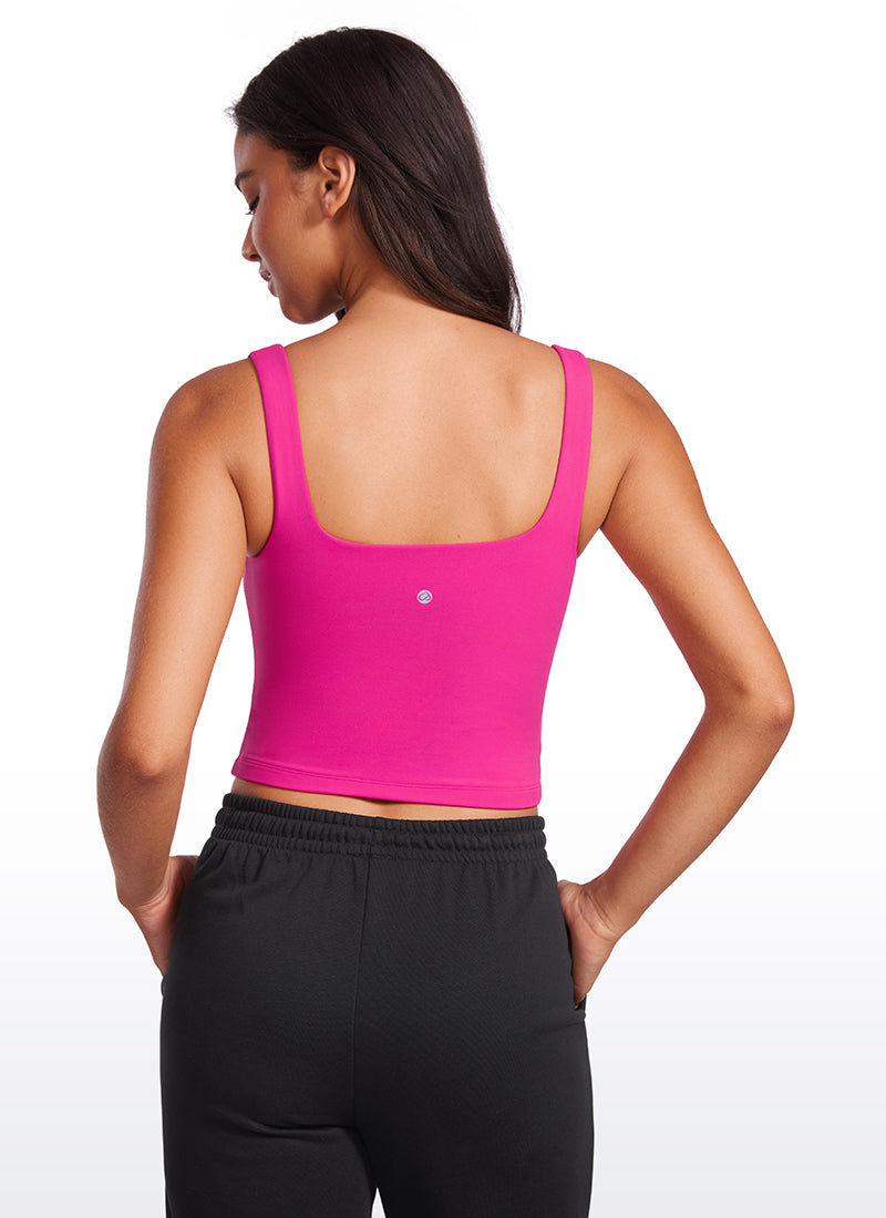 CRZ YOGA Women's Yoga Butterluxe Tight Fit Tank Tops Square Neck Hibiscus Purple