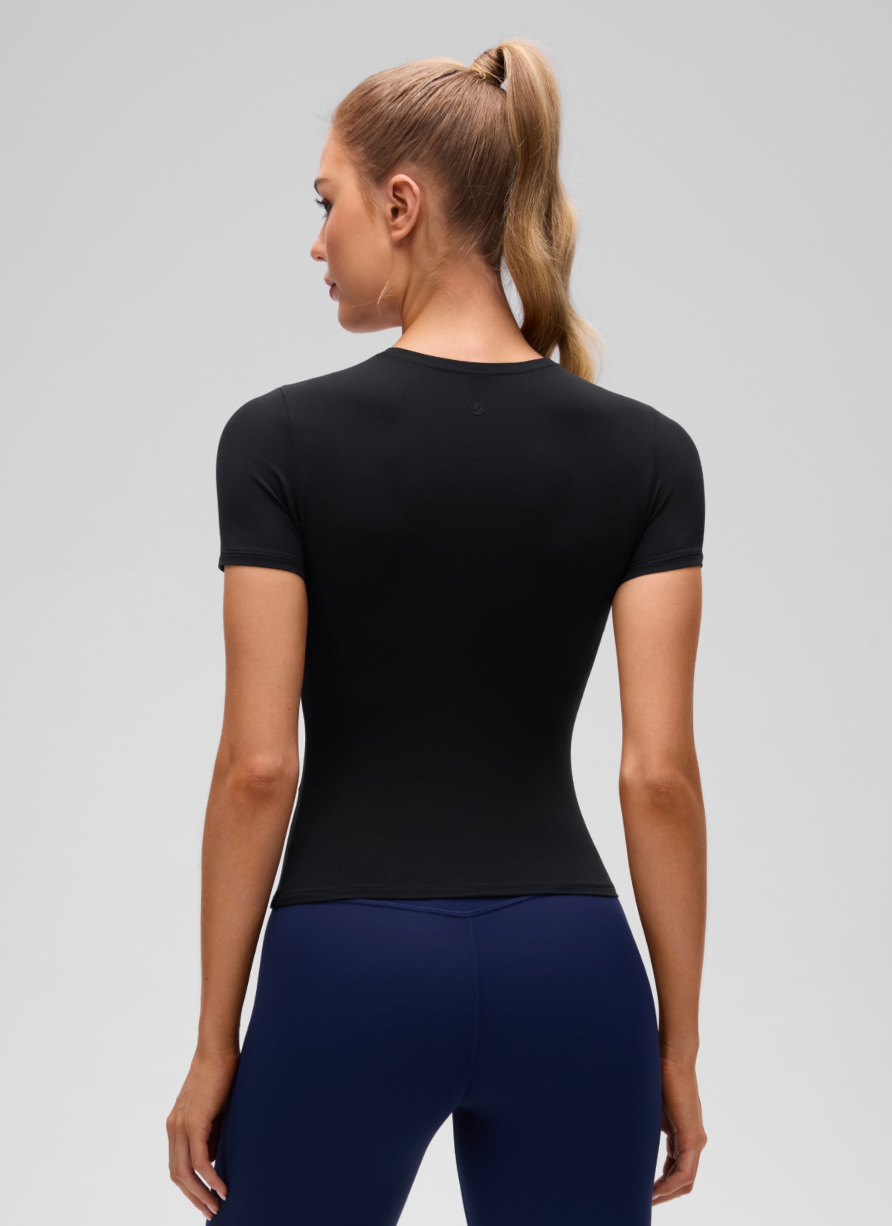 CRZ YOGA Women Going Out Tops Soft High Crew Neck Casual Tight Shirts Black