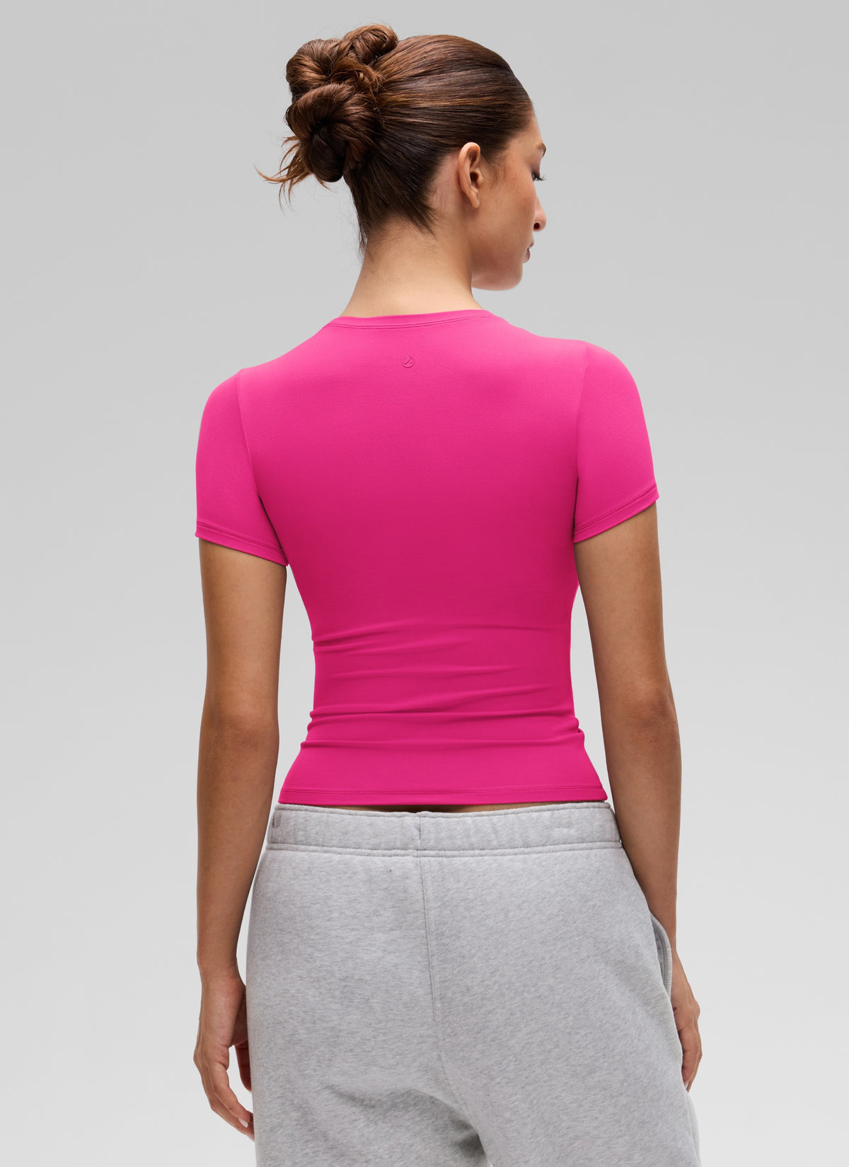 CRZ YOGA Women's Going Out Tops Soft High Crew Neck Casual Tight Shirts Granita Pink @model_info:Inga