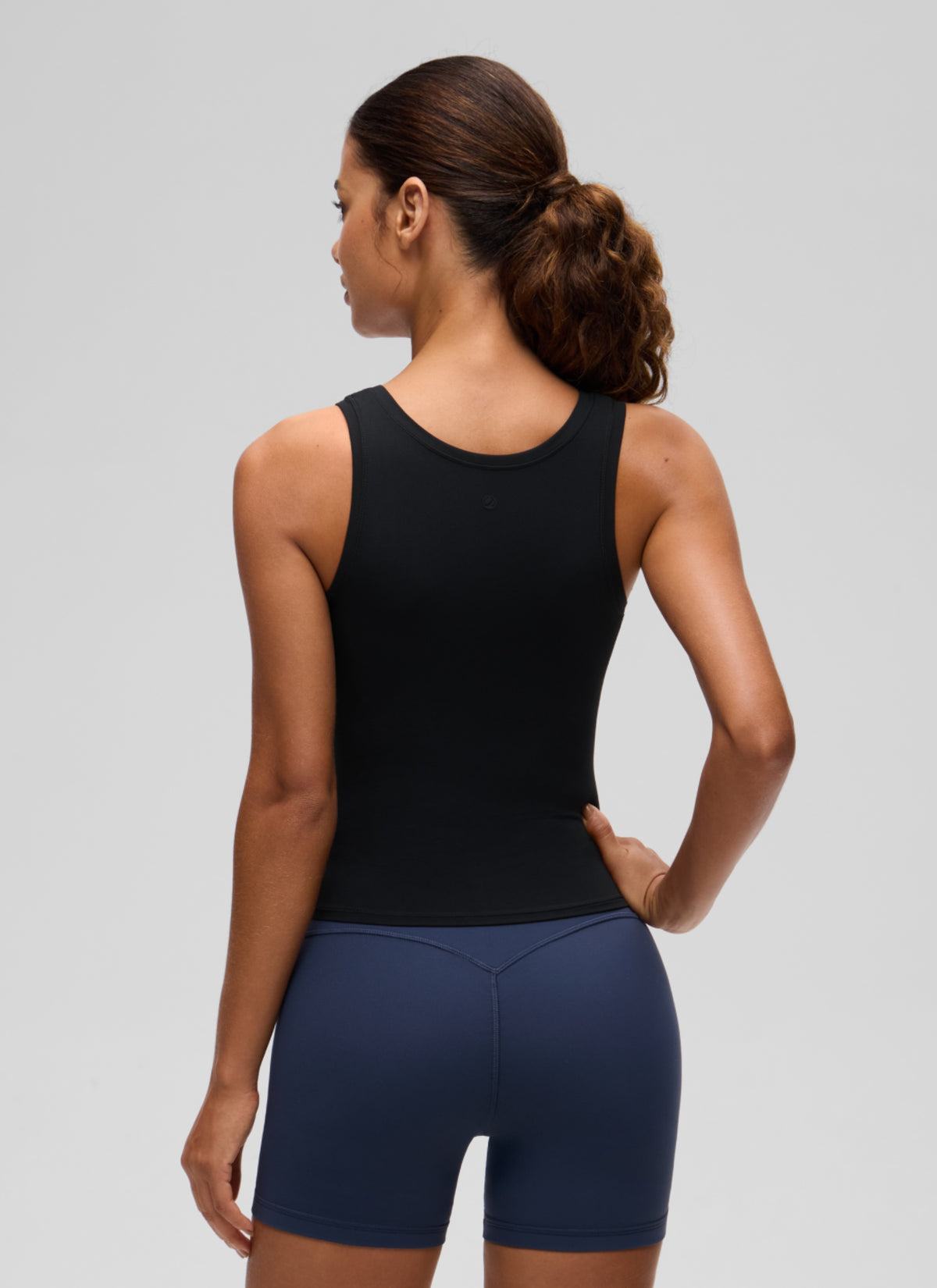 CRZ YOGA Women Softembrace Soft Double Lined Scoop Neck Tanks Casual Tops Black @model_info:J