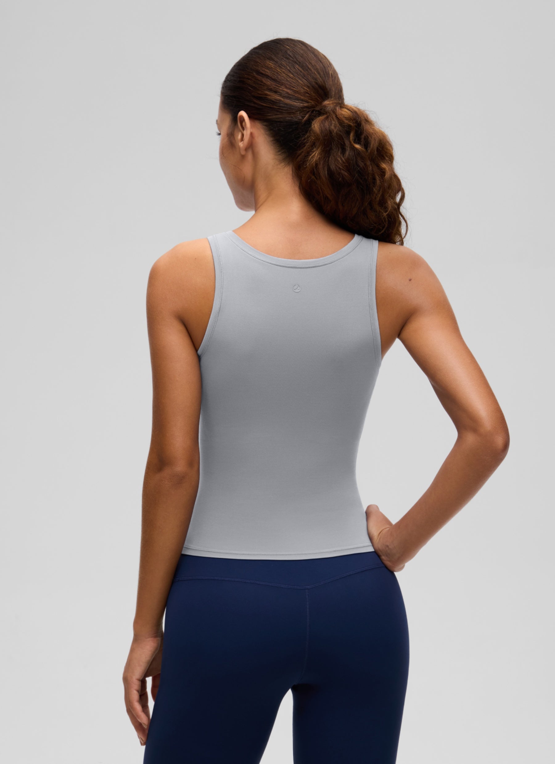 CRZ YOGA Women Softembrace Soft Double Lined Scoop Neck Tanks Casual Tops Rhino Grey