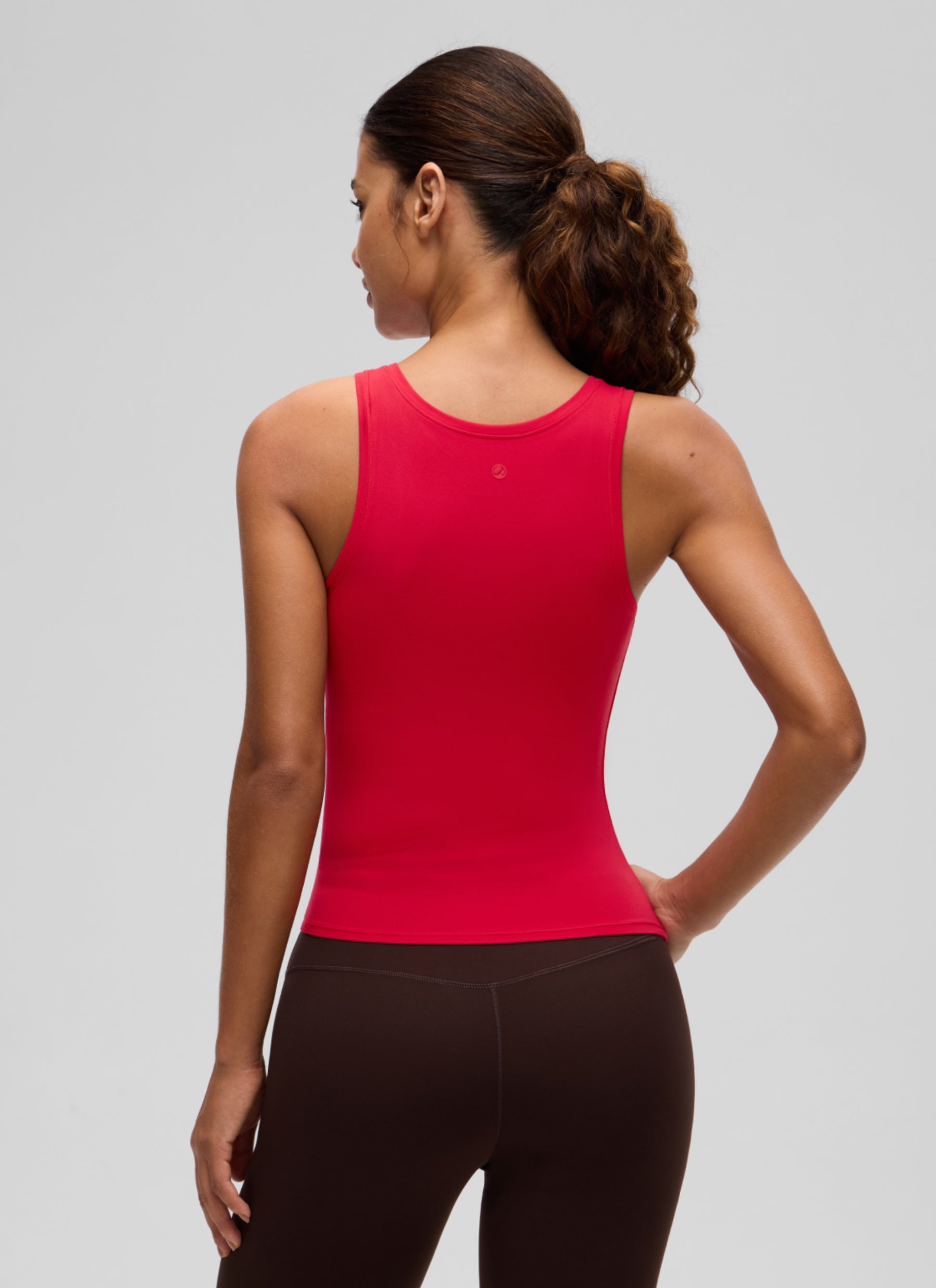 CRZ YOGA Women Softembrace Soft Double Lined Scoop Neck Tanks Casual Tops Aurora Red @model_info:J