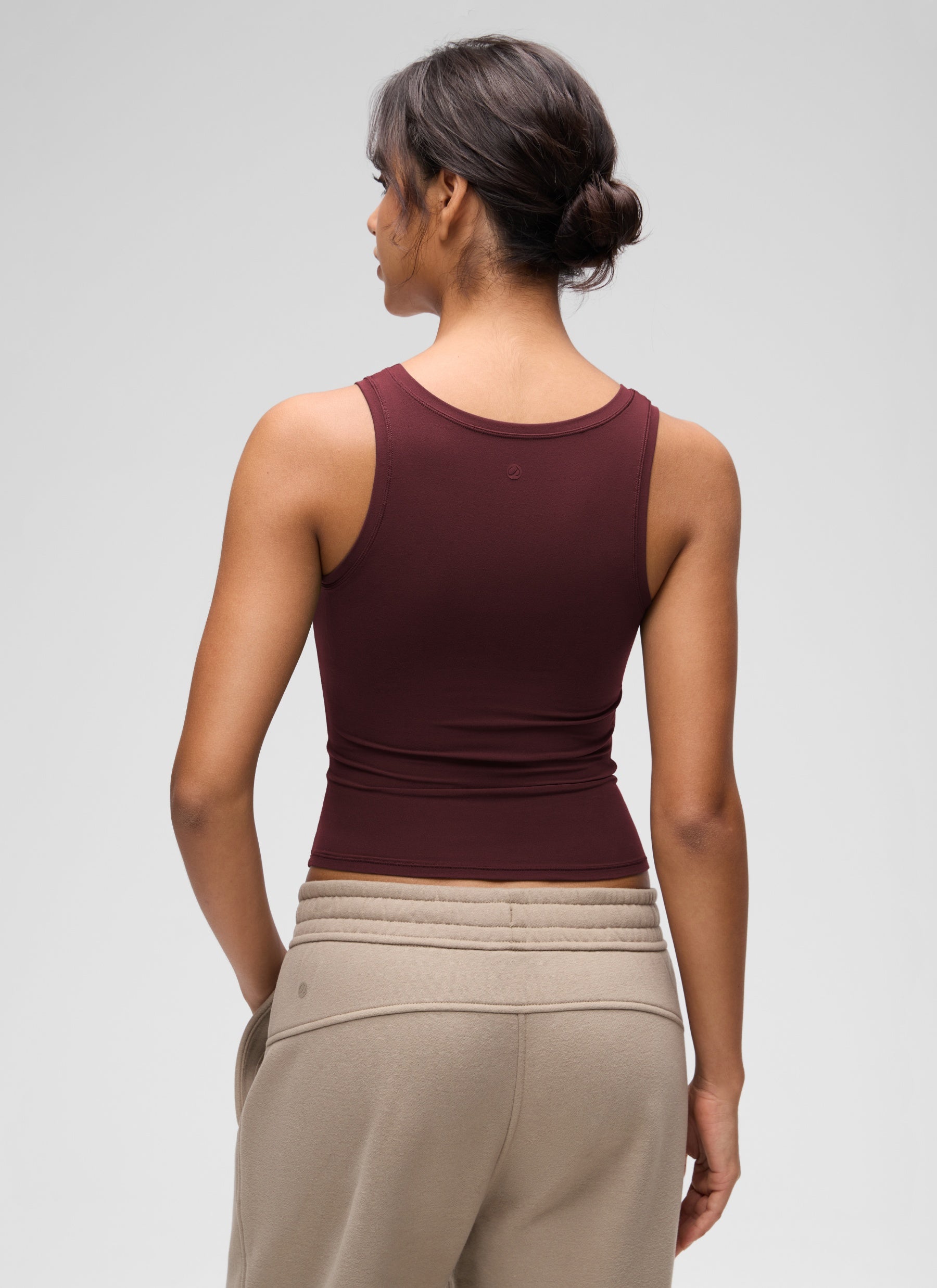 CRZ YOGA Women Softembrace Soft Double Lined Scoop Neck Tanks Casual Tops Red Merlot