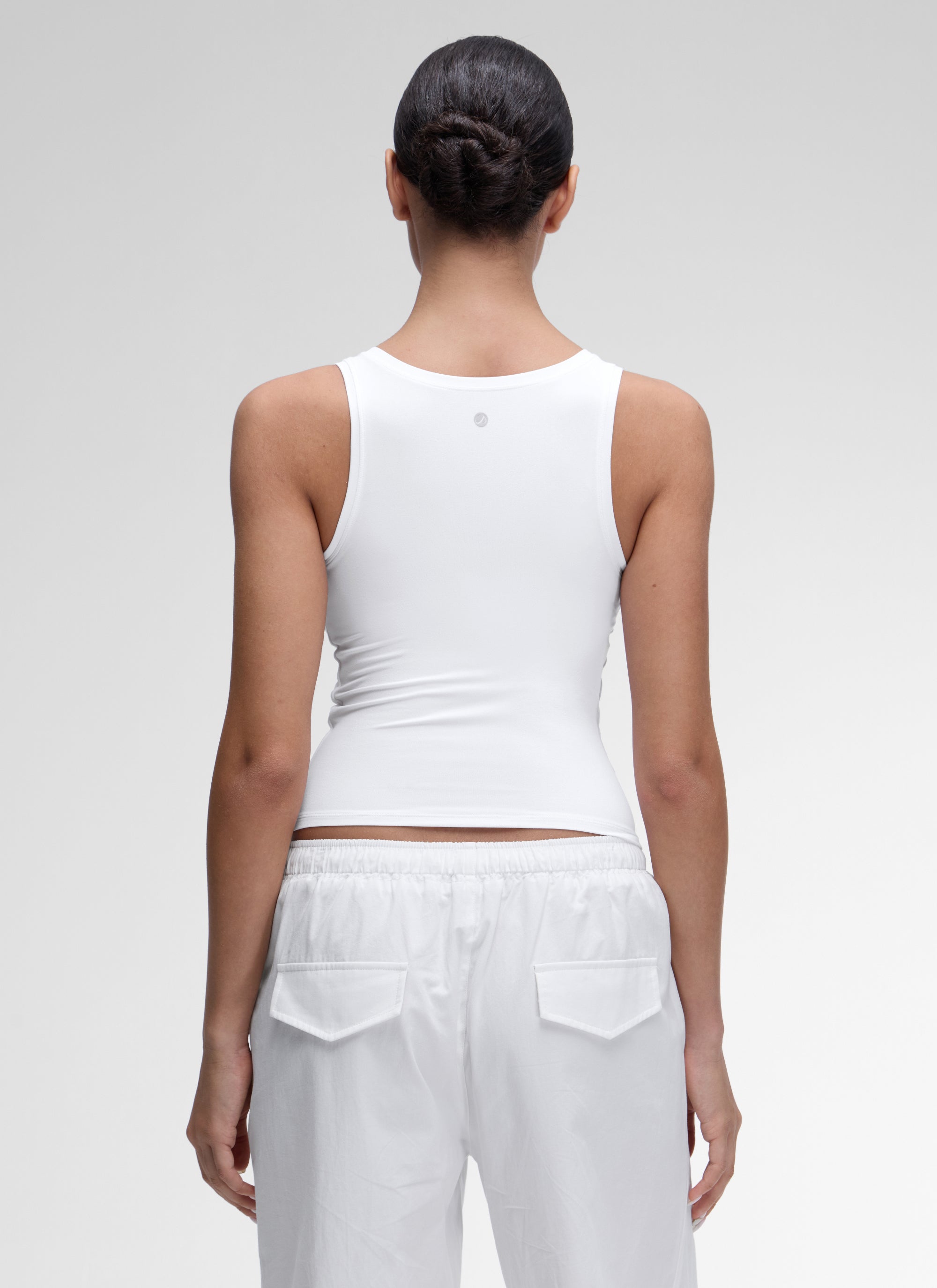 CRZ YOGA Women Softembrace Soft Double Lined Scoop Neck Tanks Casual Tops White @model_info:Anano