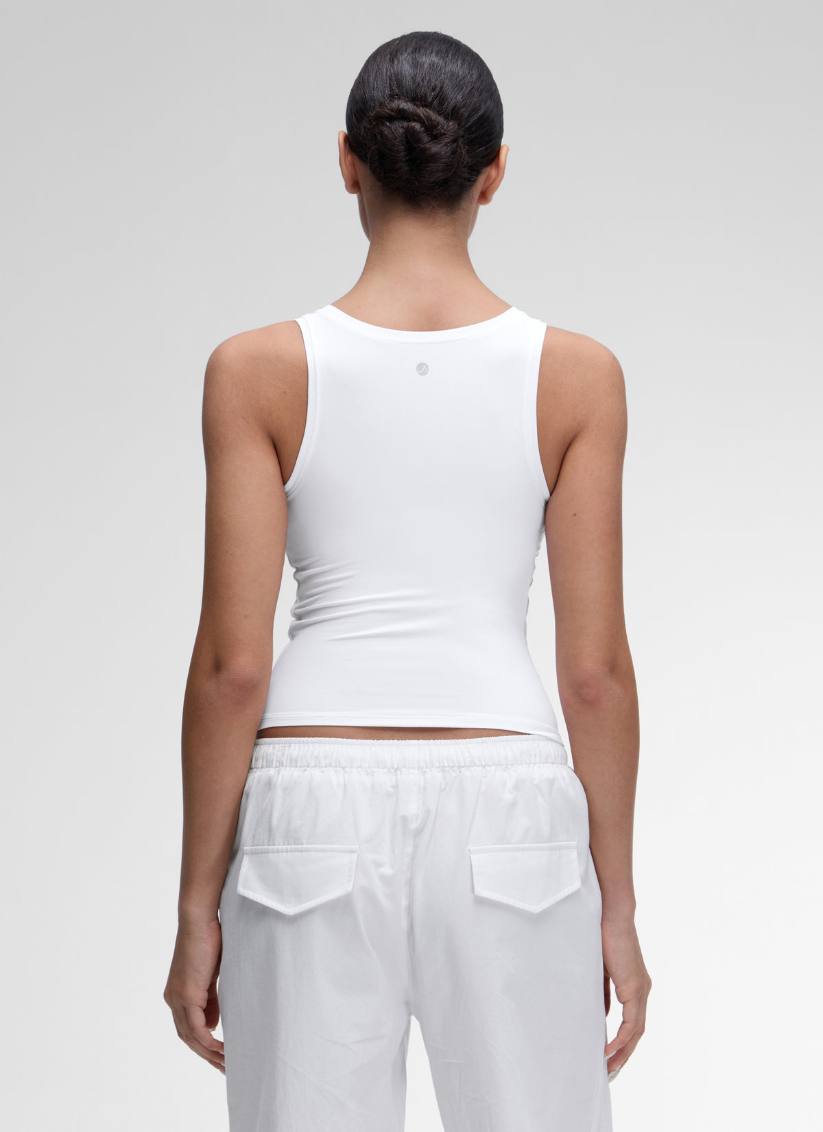 CRZ YOGA Women Softembrace Soft Double Lined Scoop Neck Tanks Casual Tops White @model_info:Anano