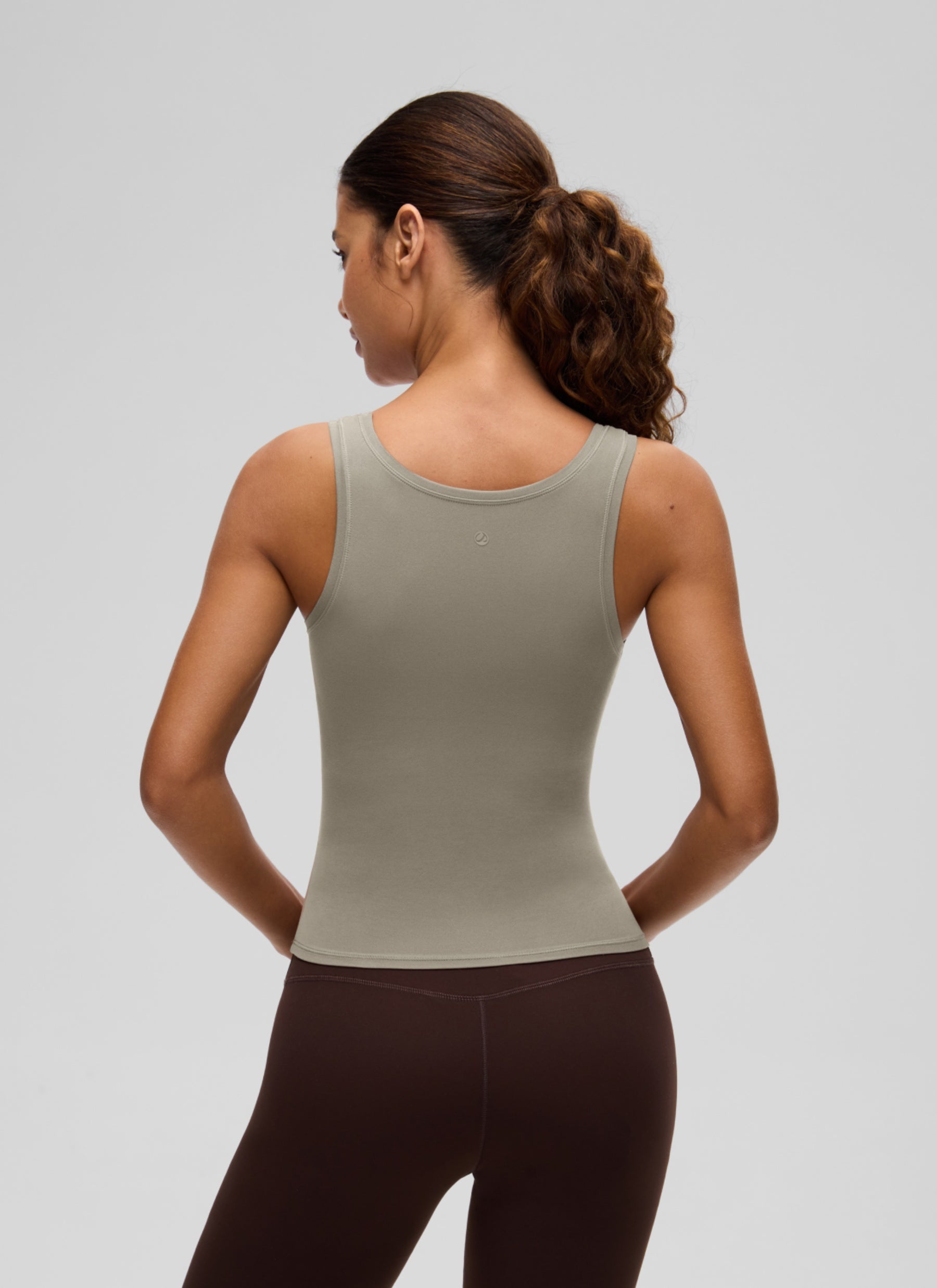 CRZ YOGA Women Softembrace Soft Double Lined Scoop Neck Tanks Casual Tops Warm Ash Grey @model_info:S2