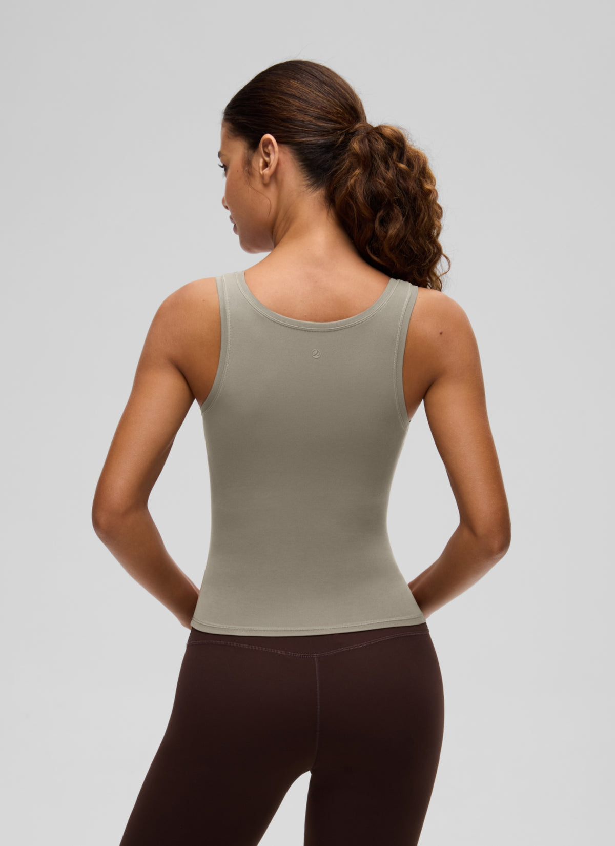 CRZ YOGA Women Softembrace Soft Double Lined Scoop Neck Tanks Casual Tops Warm Ash Grey @model_info:S2