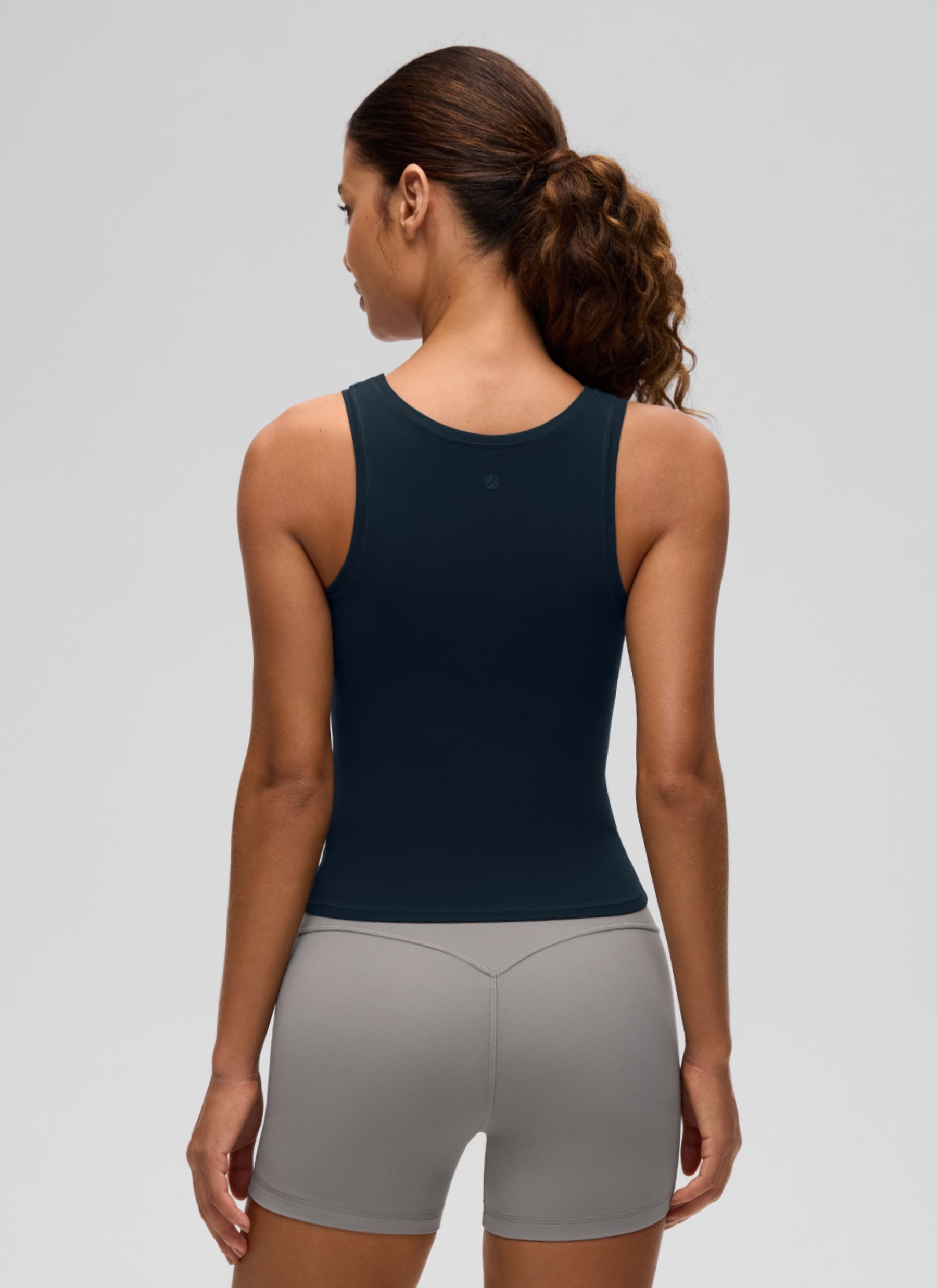 CRZ YOGA Women Softembrace Soft Double Lined Scoop Neck Tanks Casual Tops True Navy