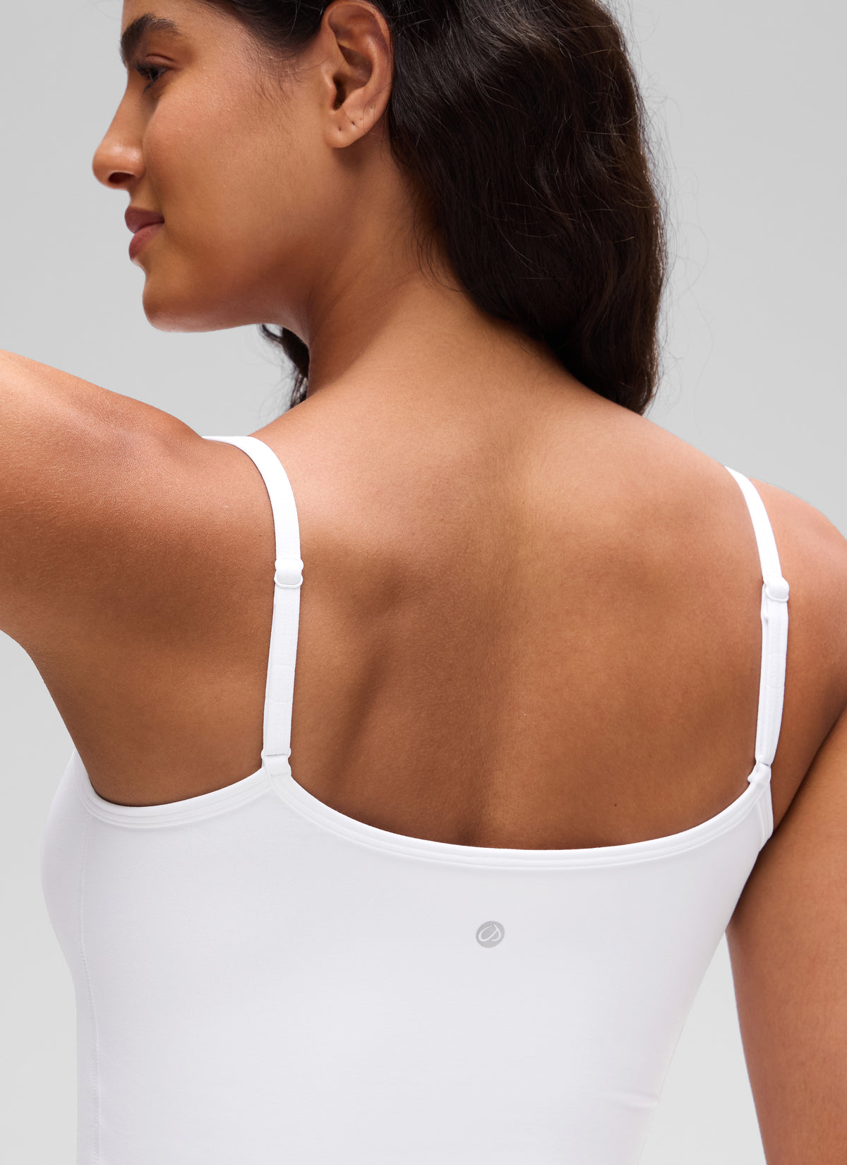 CRZ YOGA Women's Butterluxe Casual Scoop Neck U Back Double Lined Tank White @model_info:Carol