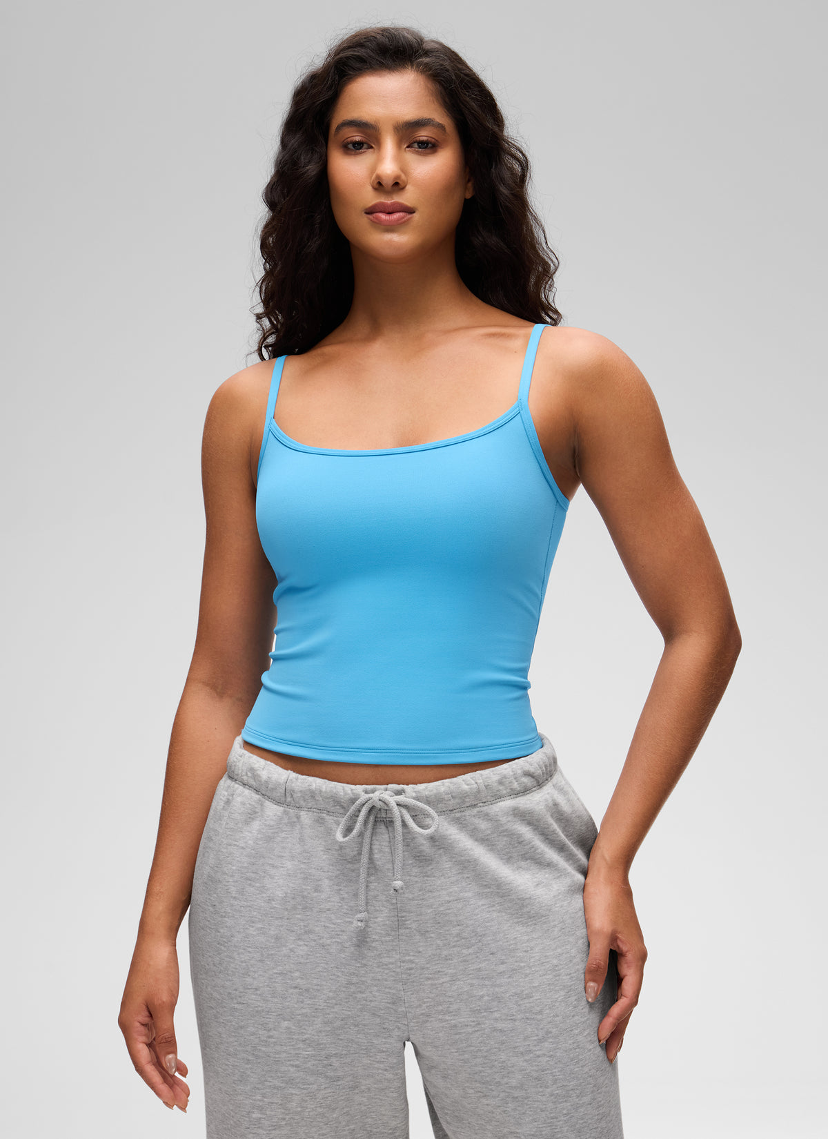 CRZ YOGA Women's Butterluxe Casual Scoop Neck U Back Double Lined Tank Kayak Blue @model_info:Carol