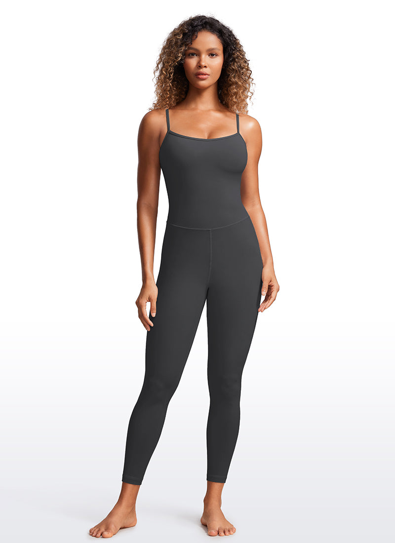 CRZ YOGA Women's Yoga Tight Fit Jumpsuits Build-in Bra Bodysuits Mysterious Grey