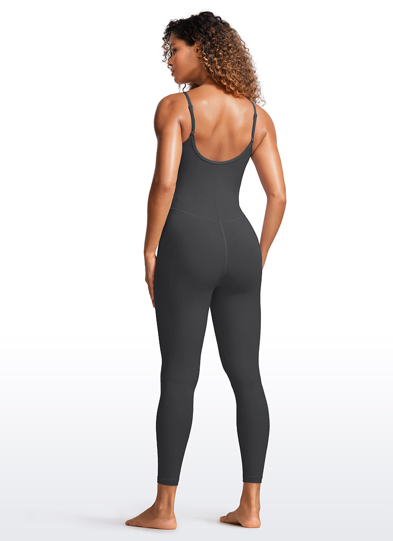 CRZ YOGA Women's Yoga Tight Fit Jumpsuits Build-in Bra Bodysuits Mysterious Grey