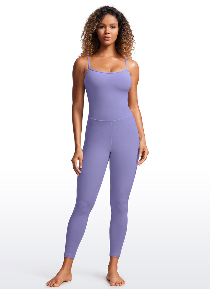 CRZ YOGA Women's Yoga Tight Fit Jumpsuits Build-in Bra Bodysuits Dark Lavender Purple