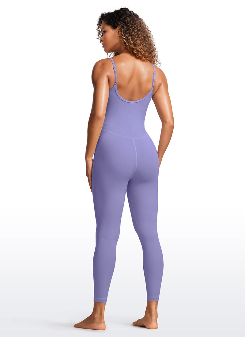 CRZ YOGA Women's Yoga Tight Fit Jumpsuits Build-in Bra Bodysuits Dark Lavender Purple