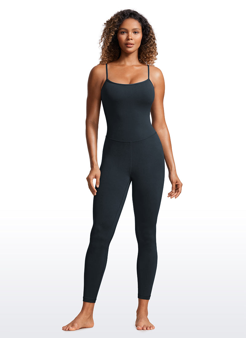 CRZ YOGA Women's Yoga Tight Fit Jumpsuits Build-in Bra Bodysuits True Navy