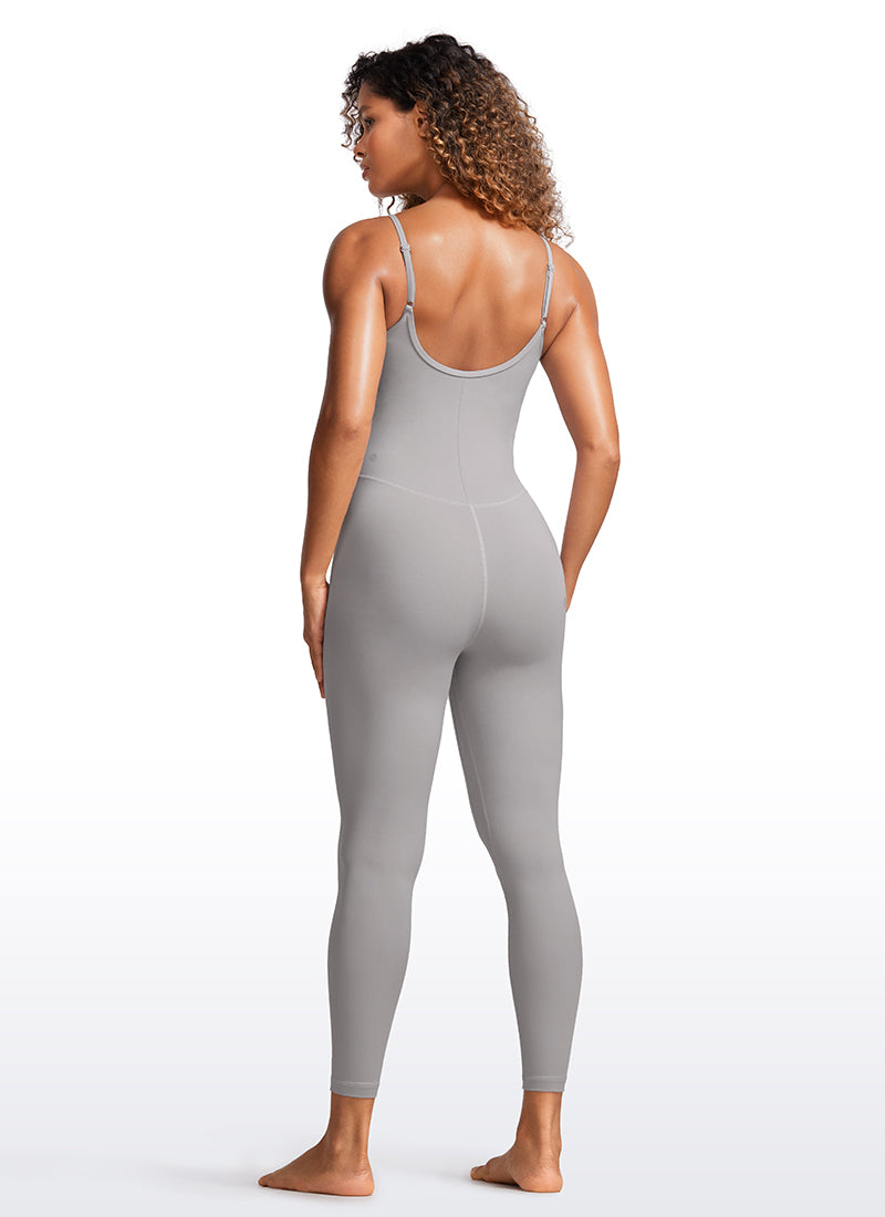 CRZ YOGA Women's Yoga Tight Fit Jumpsuits Build-in Bra Bodysuits Gull Gray