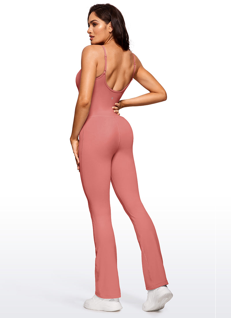 CRZ YOGA Women's Yoga Tight Fit Flare Jumpsuits Build-in Bra Bodysuits Briar Rose