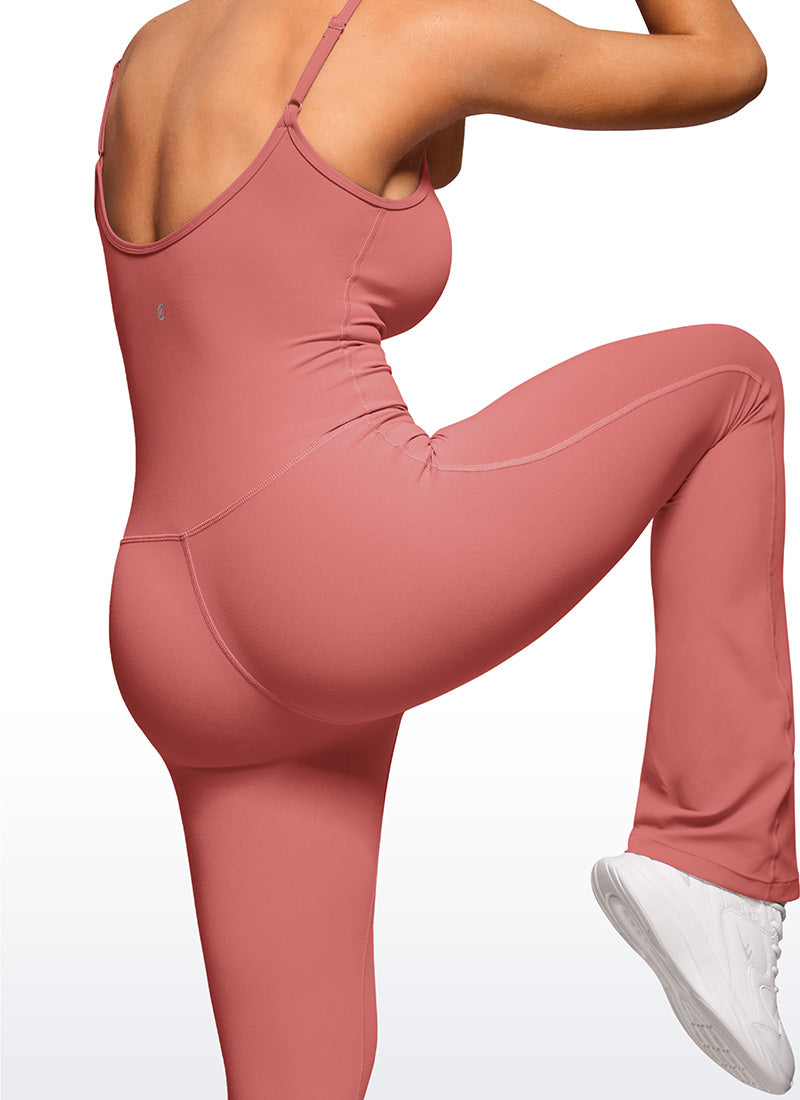 CRZ YOGA Women's Yoga Tight Fit Flare Jumpsuits Build-in Bra Bodysuits Briar Rose