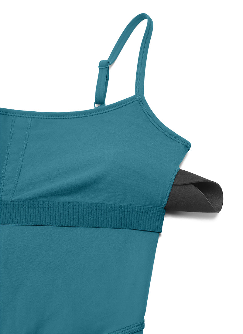 CRZ YOGA Women's Yoga Tight Fit Flare Jumpsuits Build-in Bra Bodysuits Borealis Green