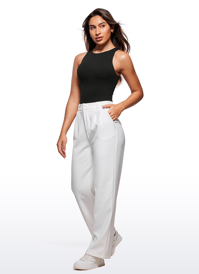 CRZ YOGA Women's Yoga Tight Fit High Neck Racerback Bodysuits Black @model_info:Joy