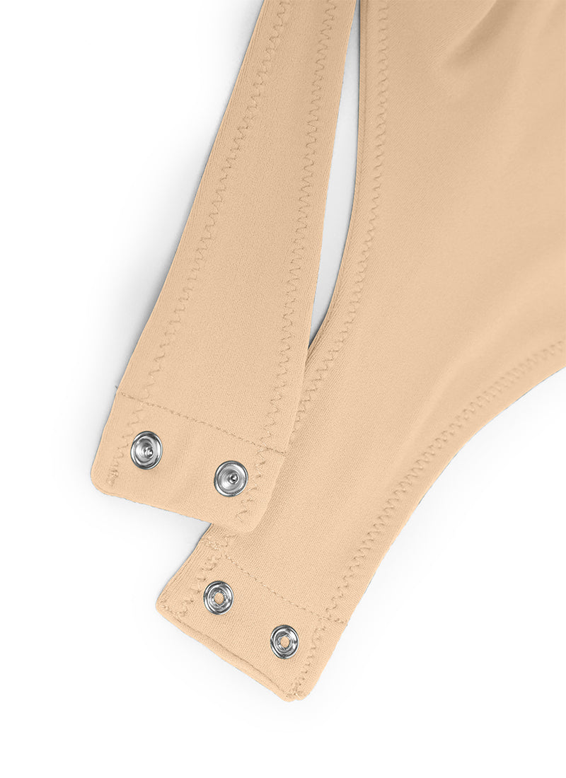 CRZ YOGA Women's Yoga Tight Fit High Neck Racerback Bodysuits Tan Milkshake