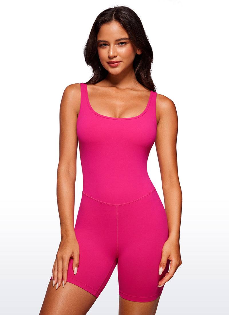 CRZ YOGA Women's Yoga Tight Fit Romper Shorts Bodysuit Jumpsuits Granita Pink
