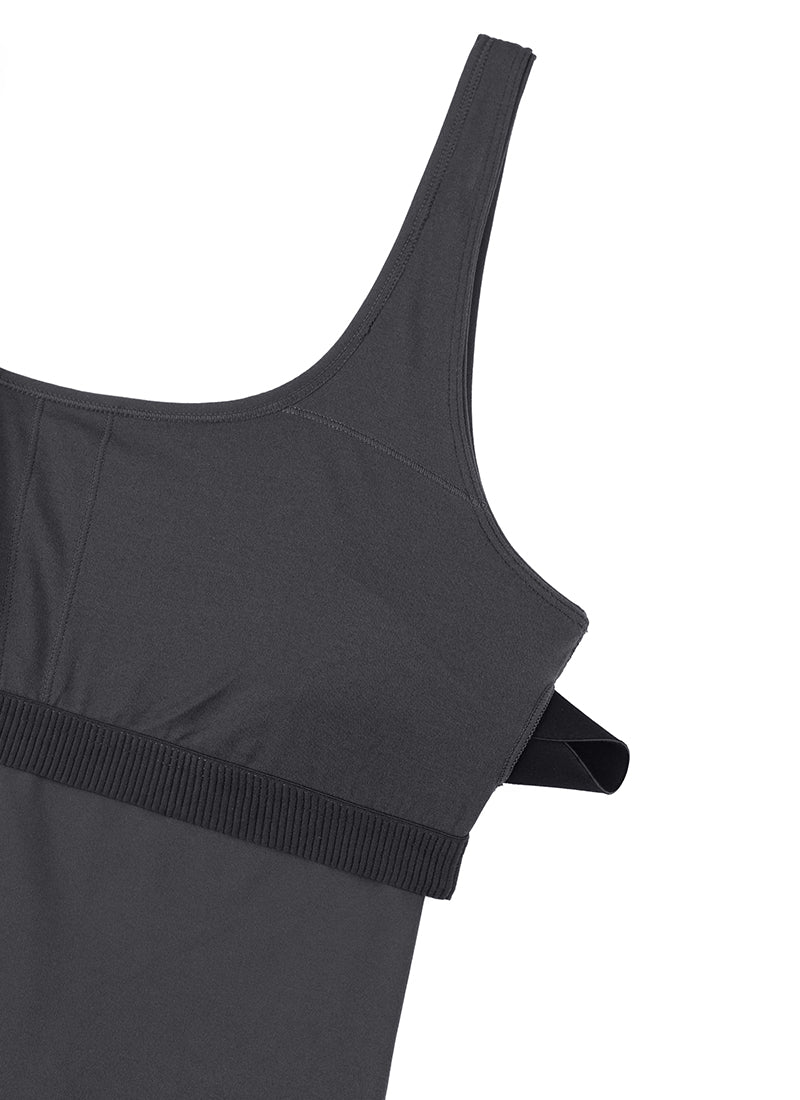 CRZ YOGA Women's Yoga Tight Fit Romper Shorts Bodysuit Jumpsuits Mysterious Grey