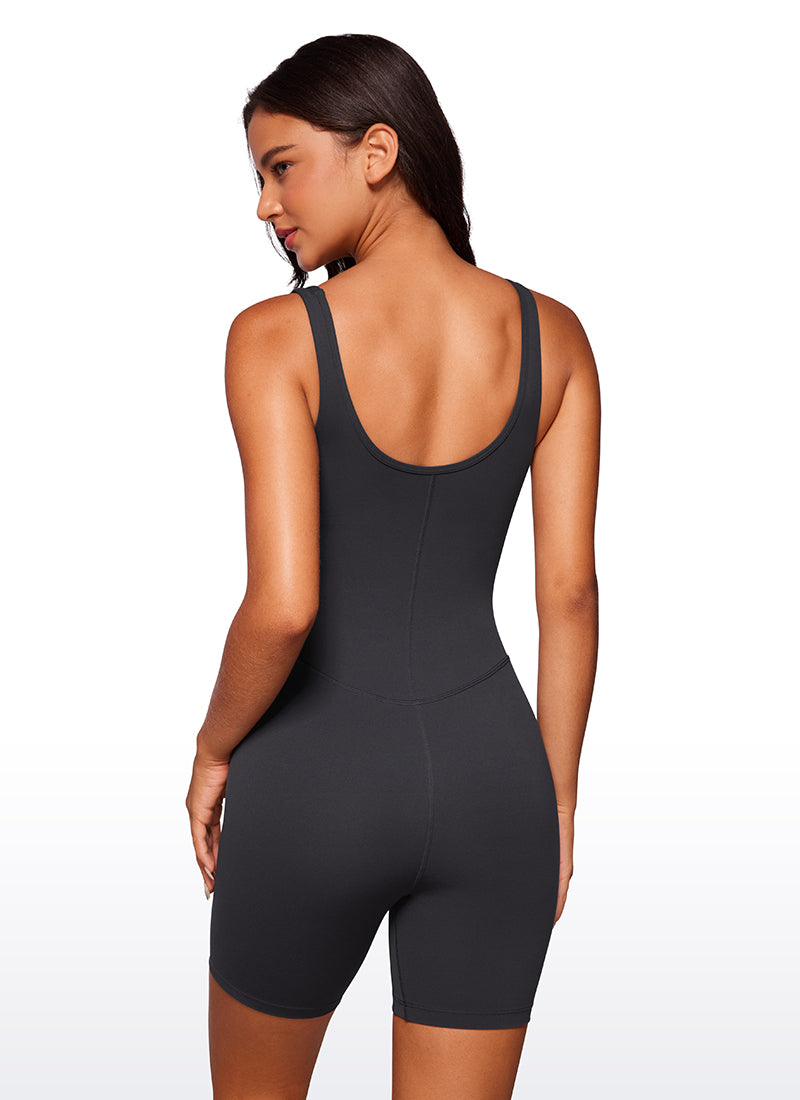 CRZ YOGA Women's Yoga Tight Fit Romper Shorts Bodysuit Jumpsuits Mysterious Grey
