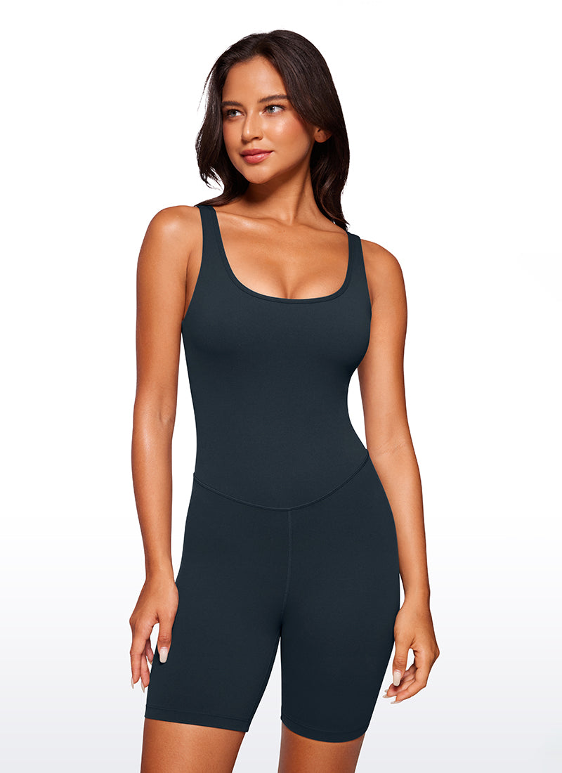 CRZ YOGA Women's Yoga Tight Fit Romper Shorts Bodysuit Jumpsuits True Navy