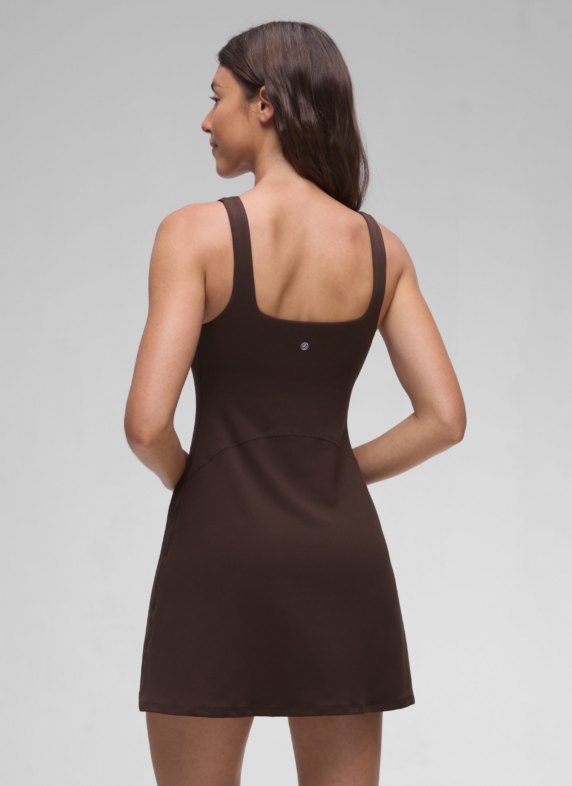 CRZ YOGA Women Butterluxe Square Neck Shelf Bra Tennis Dresses A line Hot Fudge Brown